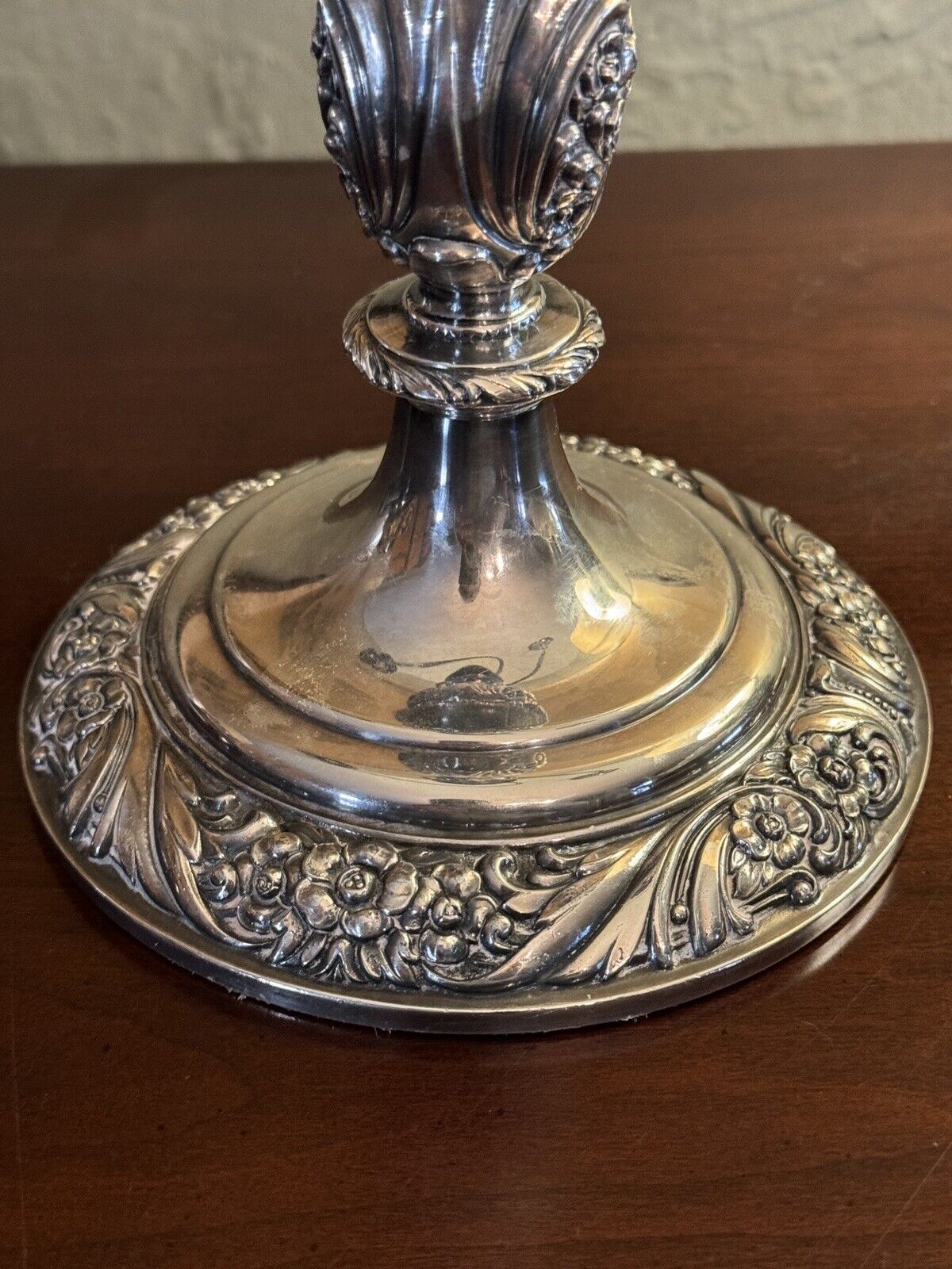 Vintage Silverplate Pair 3 Flame Candelabra Converts To Candlestick Repousse