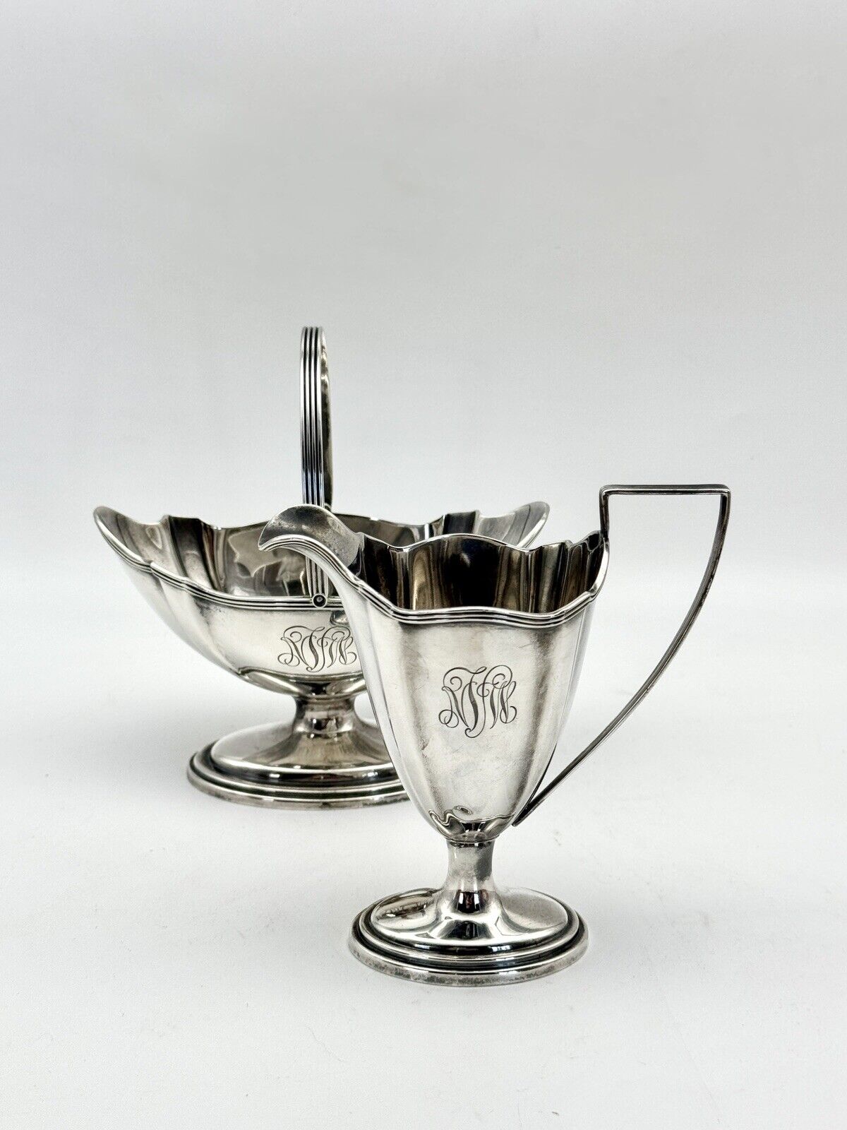 Gorham PLYMOUTH Sterling Silver Creamer & Sugar Monogrammed Small Dents‼️