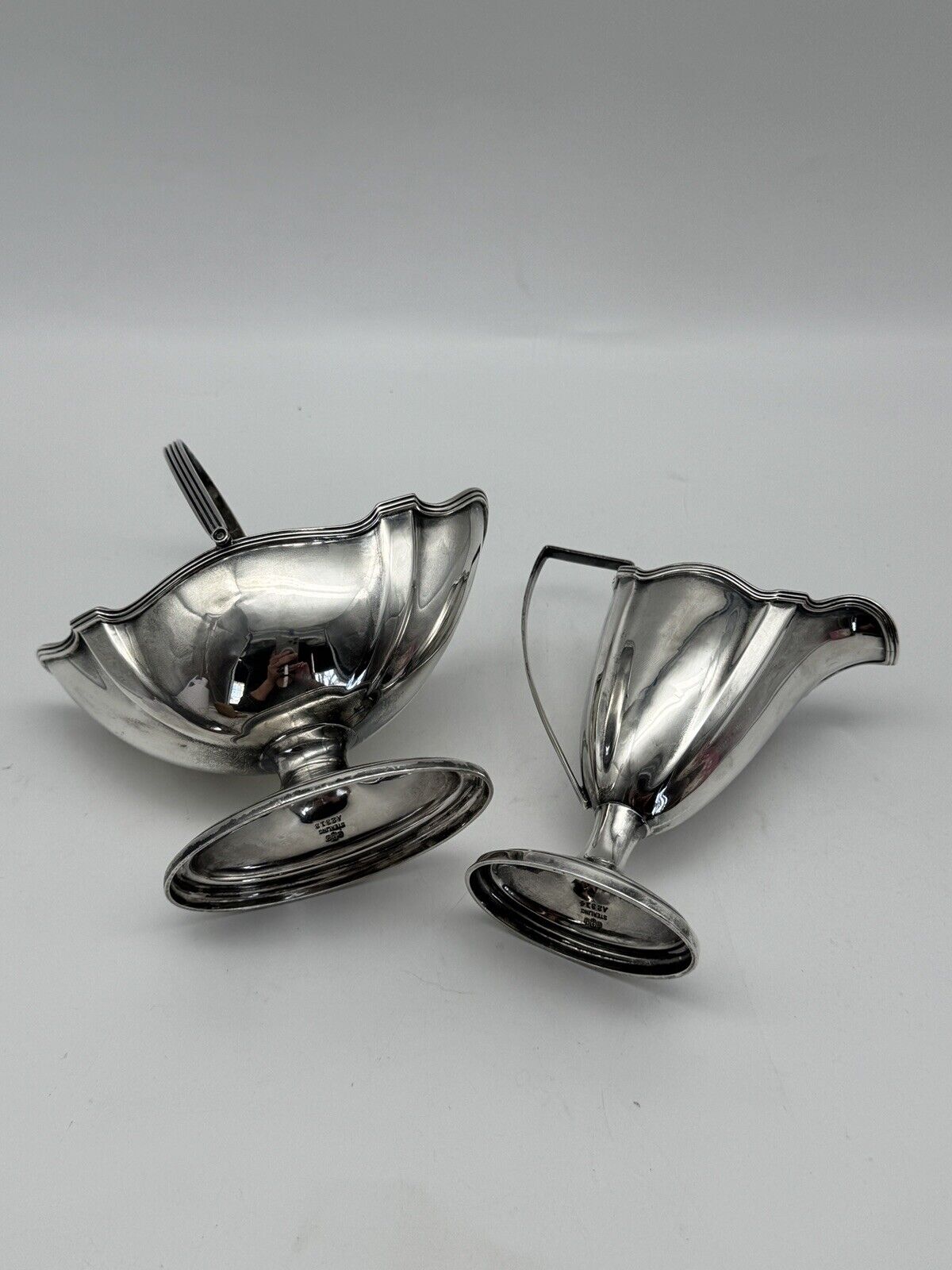 Gorham PLYMOUTH Sterling Silver Creamer & Sugar Monogrammed Small Dents‼️