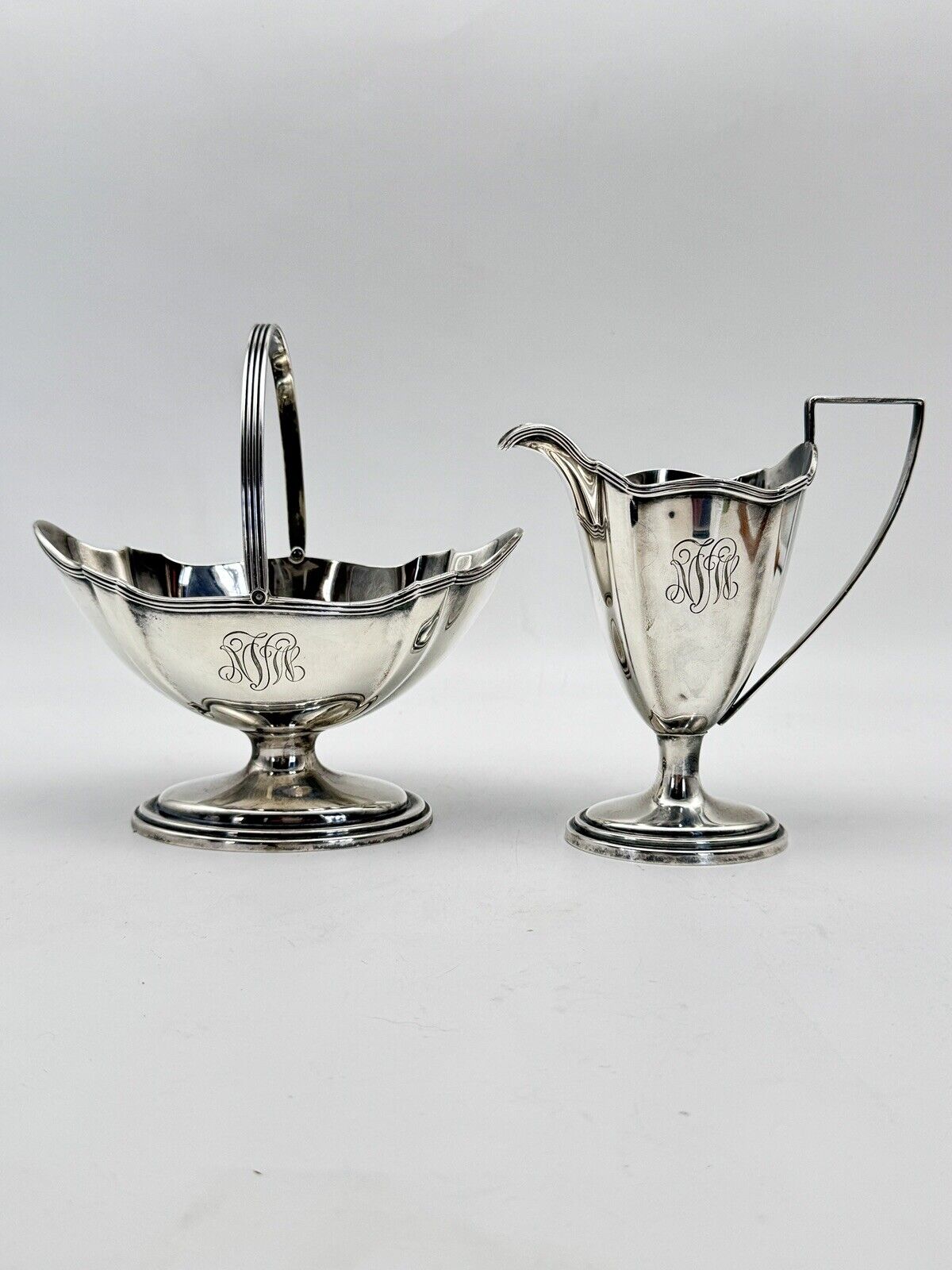 Gorham PLYMOUTH Sterling Silver Creamer & Sugar Monogrammed Small Dents‼️
