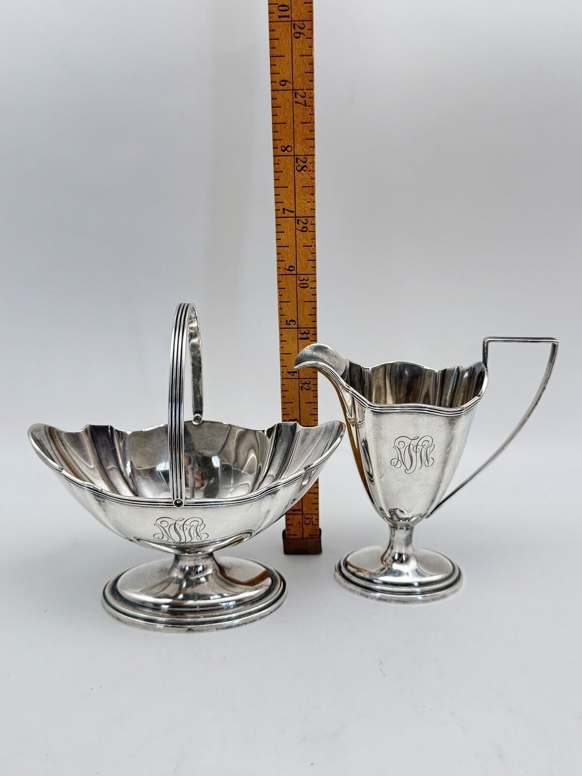 Gorham PLYMOUTH Sterling Silver Creamer & Sugar Monogrammed Small Dents‼️