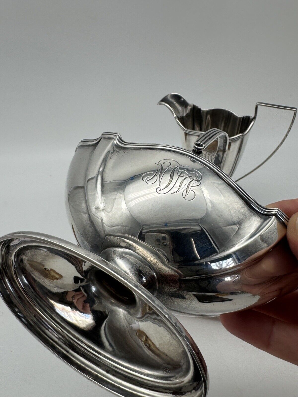 Gorham PLYMOUTH Sterling Silver Creamer & Sugar Monogrammed Small Dents‼️