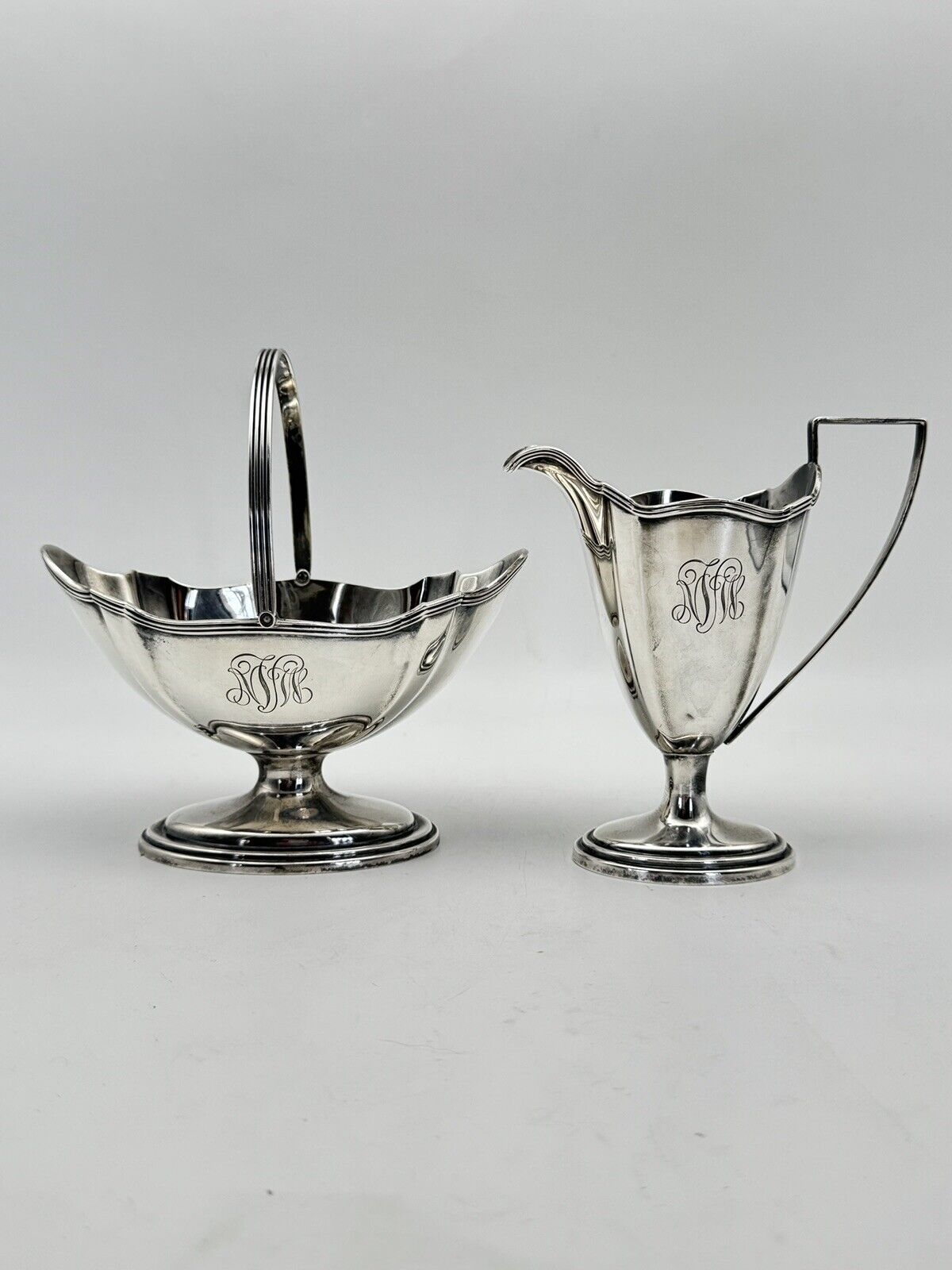 Gorham PLYMOUTH Sterling Silver Creamer & Sugar Monogrammed Small Dents‼️