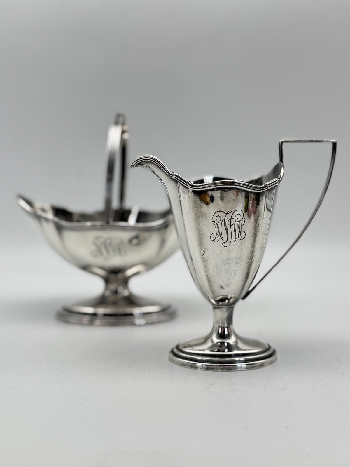 Gorham PLYMOUTH Sterling Silver Creamer & Sugar Monogrammed Small Dents‼️