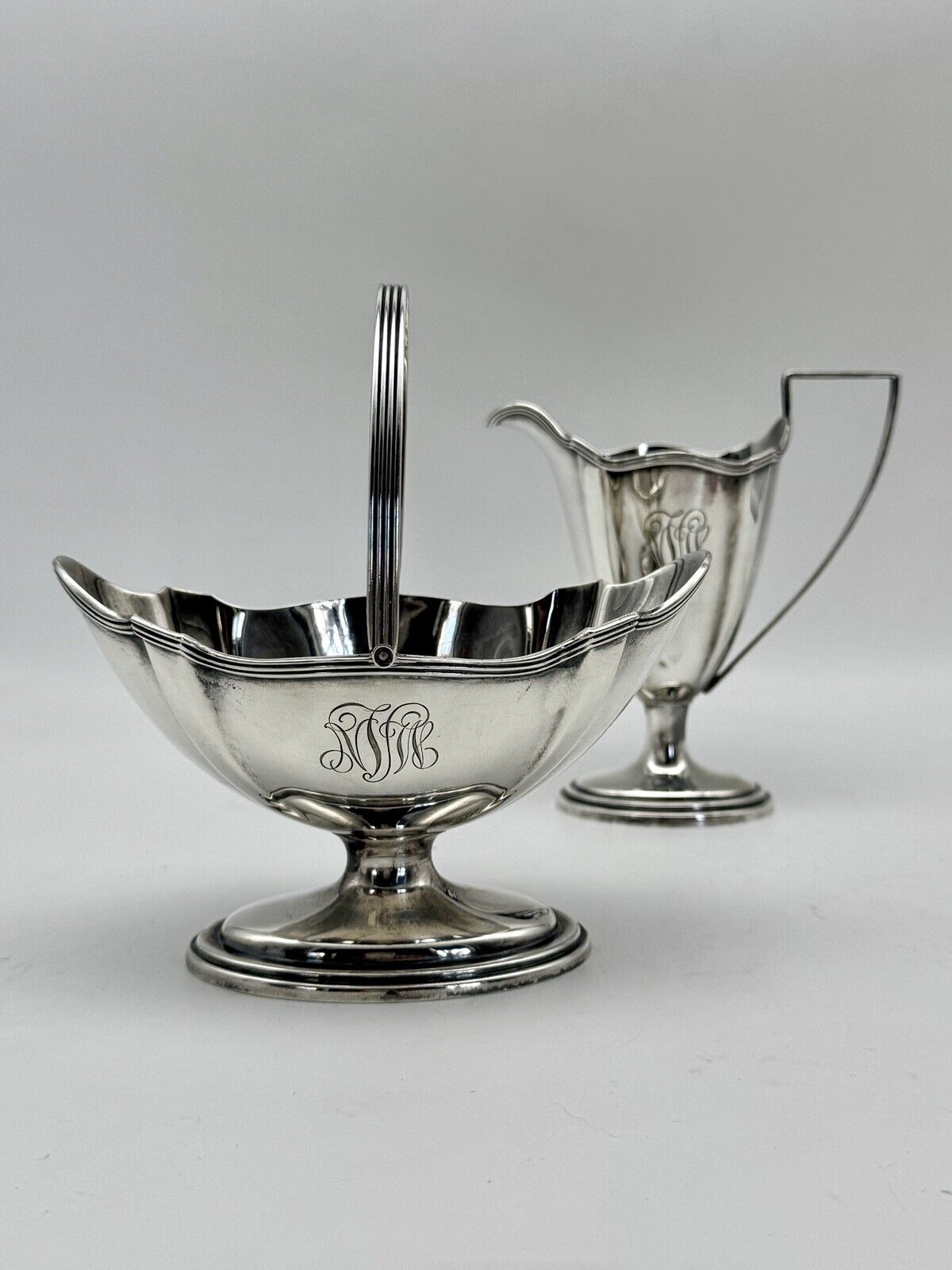 Gorham PLYMOUTH Sterling Silver Creamer & Sugar Monogrammed Small Dents‼️