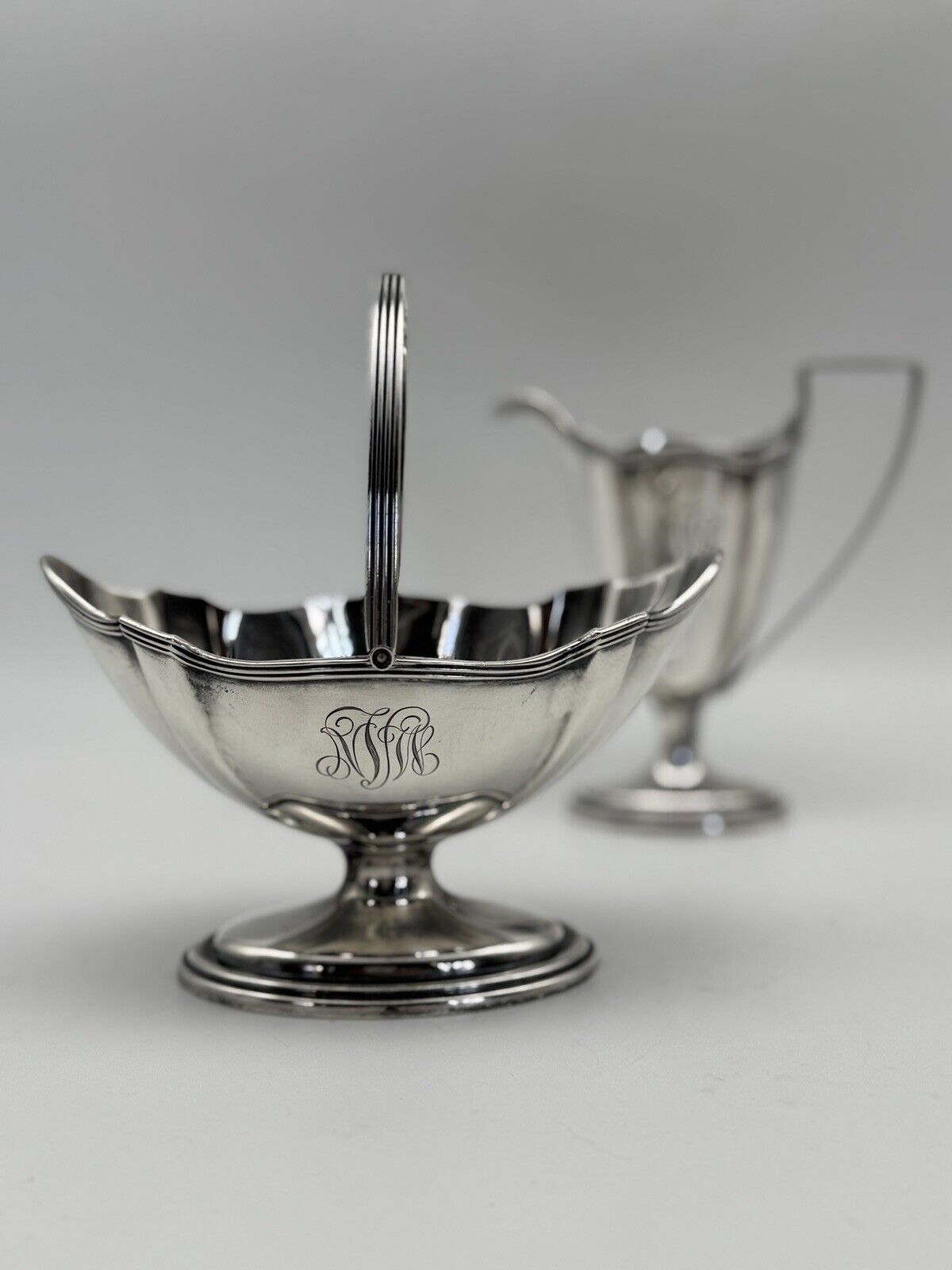 Gorham PLYMOUTH Sterling Silver Creamer & Sugar Monogrammed Small Dents‼️