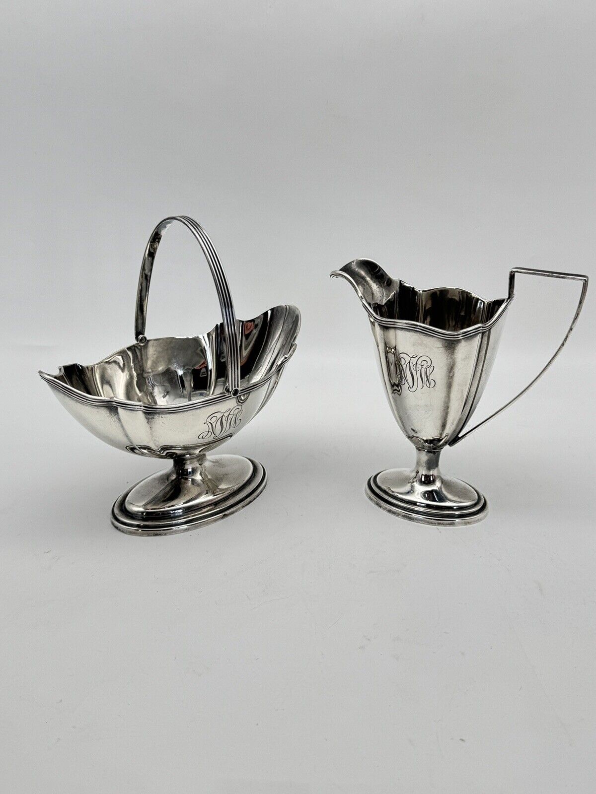 Gorham PLYMOUTH Sterling Silver Creamer & Sugar Monogrammed Small Dents‼️