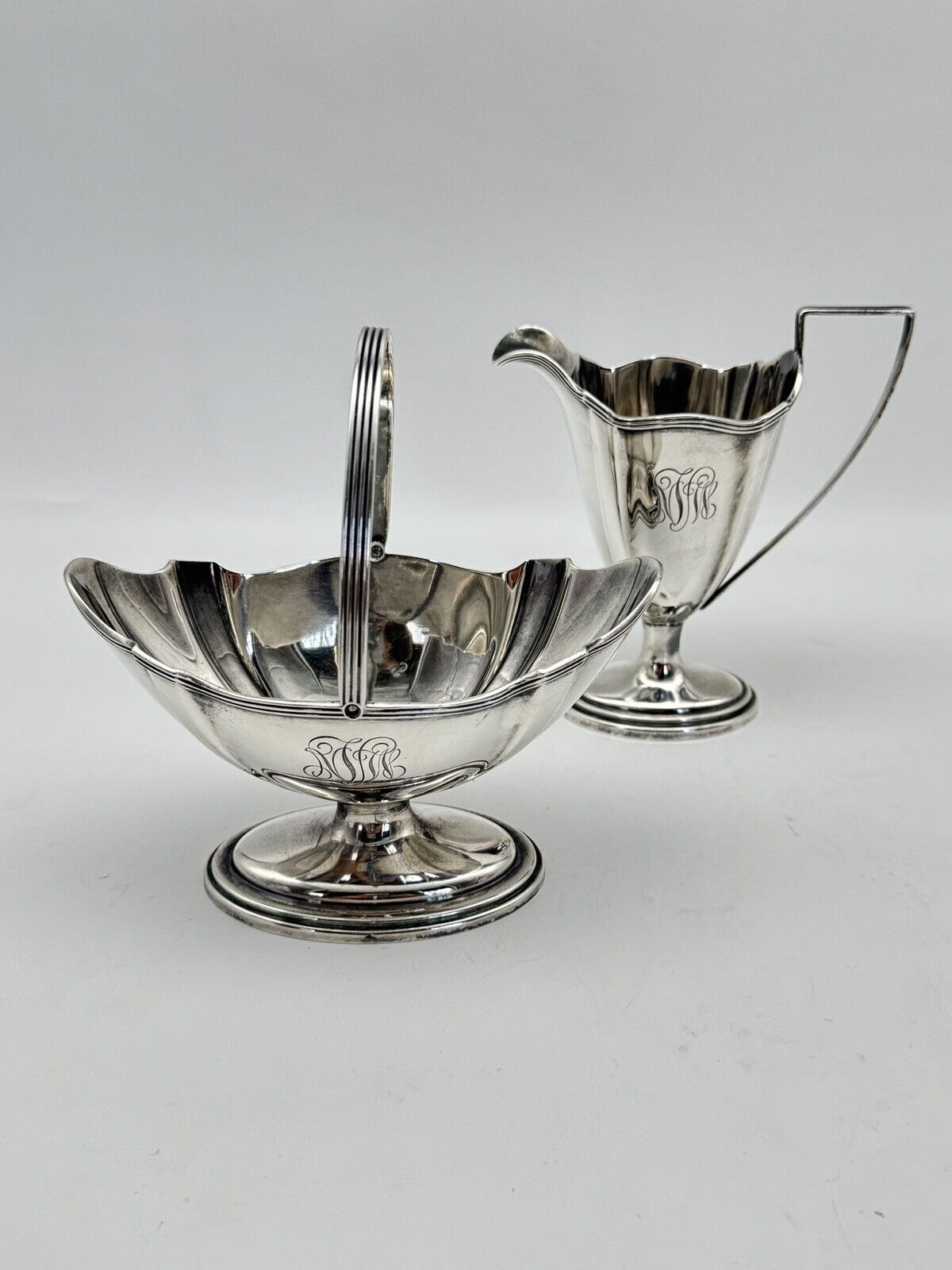 Gorham PLYMOUTH Sterling Silver Creamer & Sugar Monogrammed Small Dents‼️