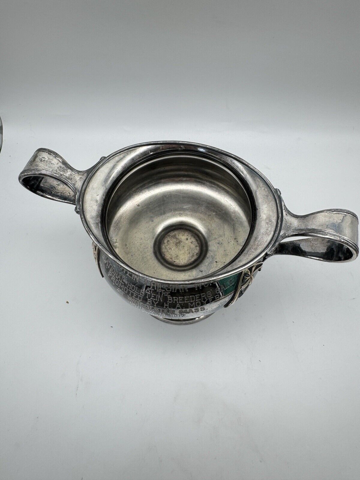 Antique ART NOUVEAU Silverplate Trophy 1917 Holstein Friesian World AWARD RARE‼️