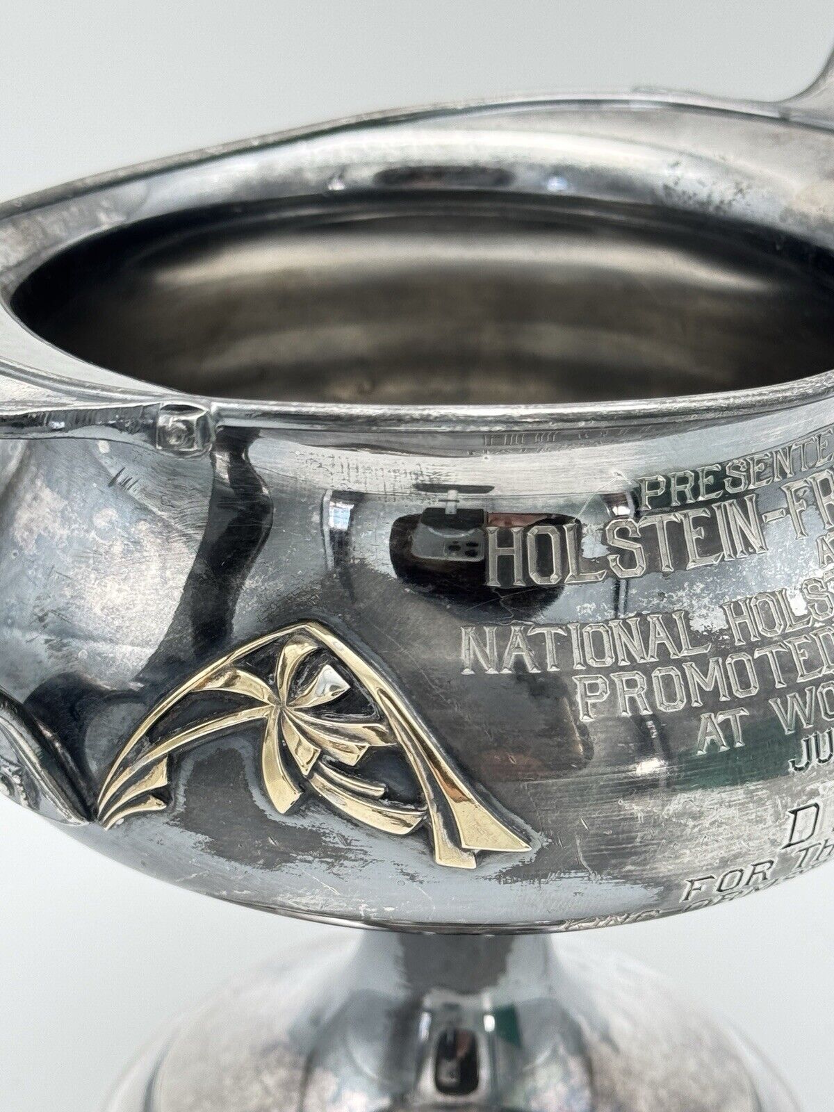Antique ART NOUVEAU Silverplate Trophy 1917 Holstein Friesian World AWARD RARE‼️