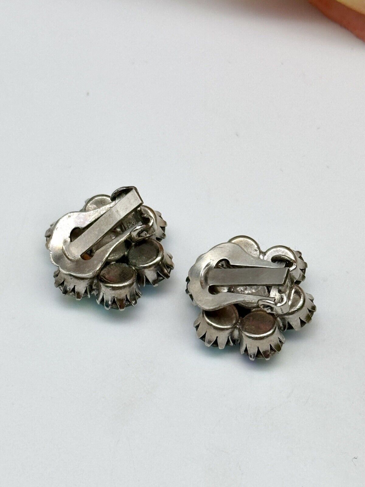 Ice Blue Aurora Borealis Earrings Vintage Estate Find