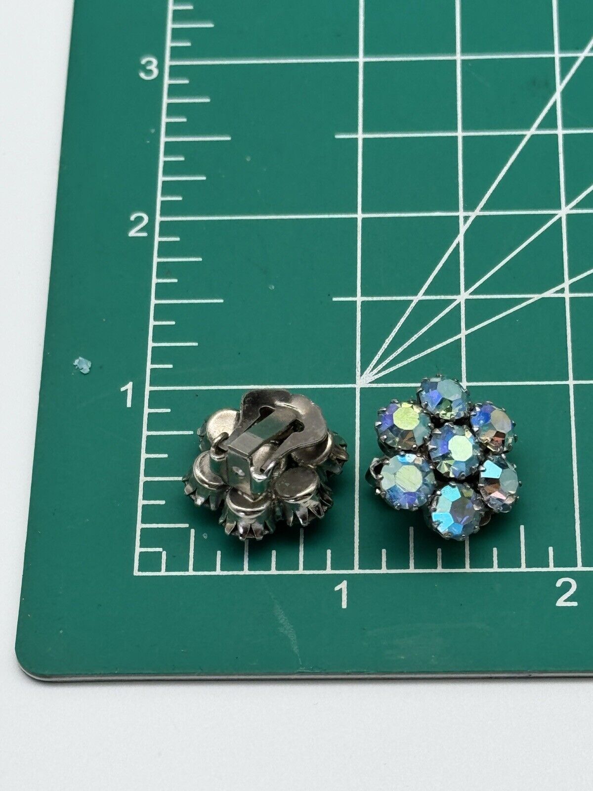 Ice Blue Aurora Borealis Earrings Vintage Estate Find