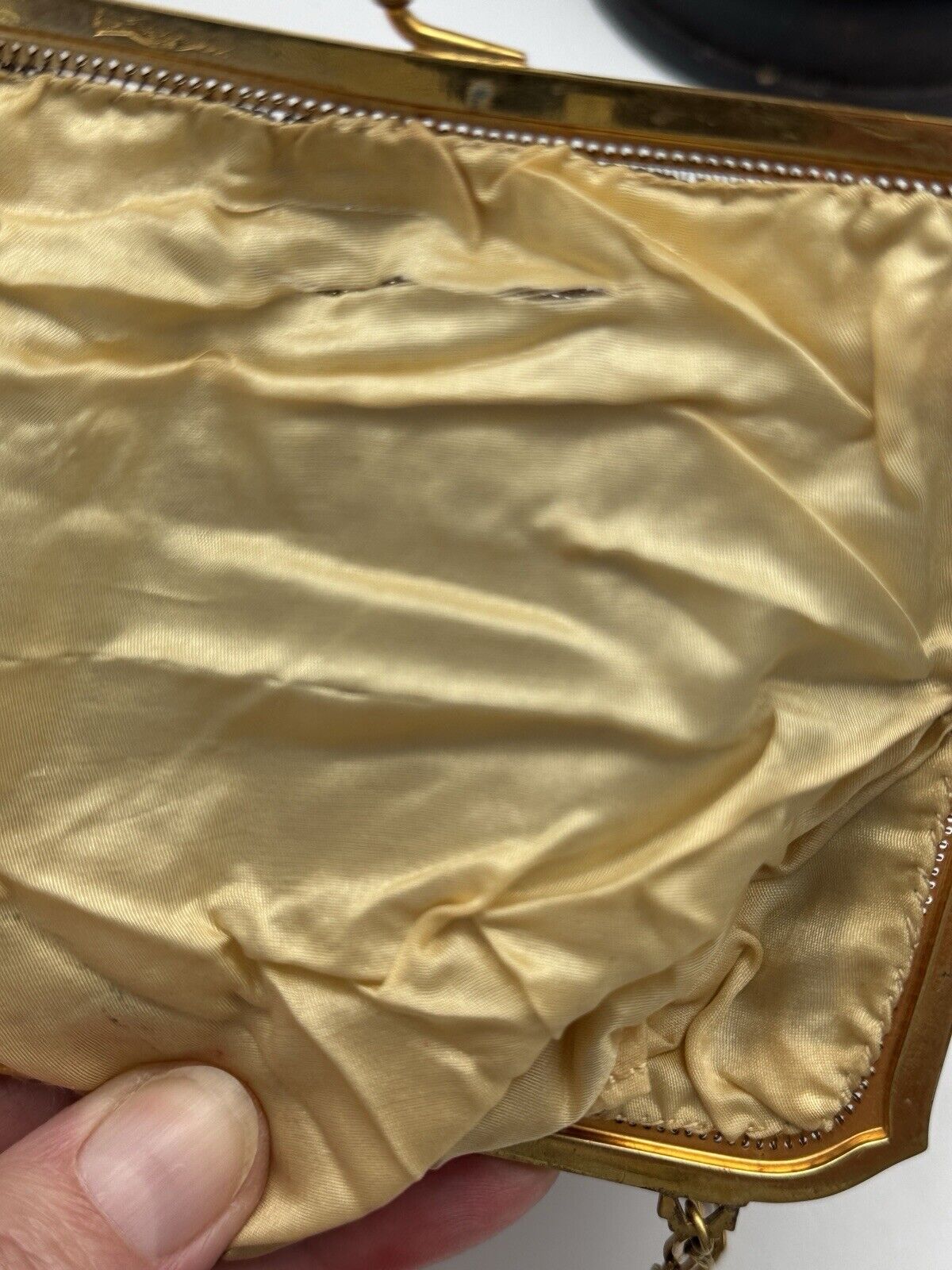 Art Deco Whiting & Davis Mesh Purse Goldtone Water Color Design