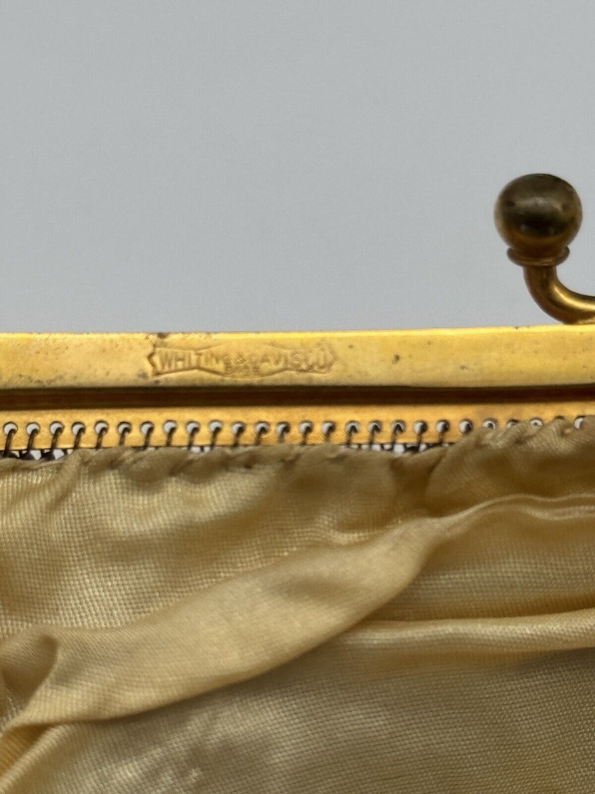 Art Deco Whiting & Davis Mesh Purse Goldtone Water Color Design