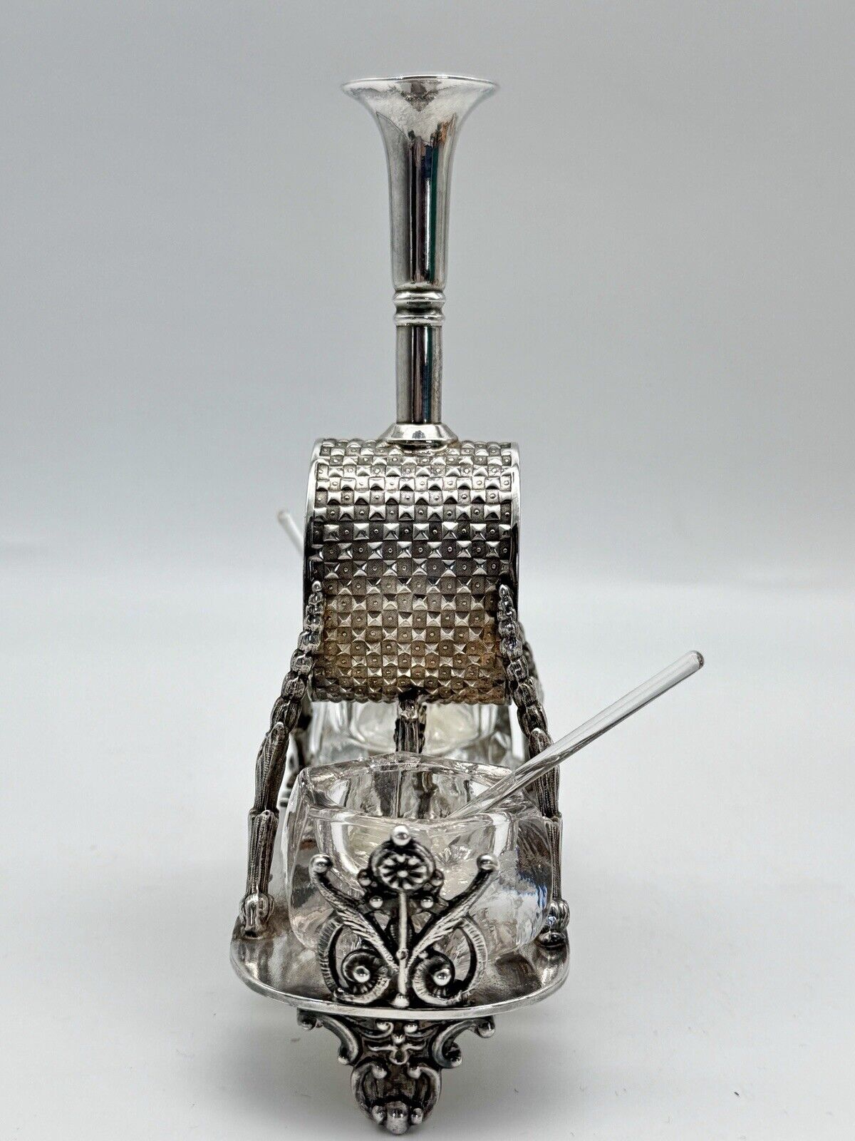 Antique Napkin Holder Victorian Silverplate, Salt, Flower Vase RARE Collectible