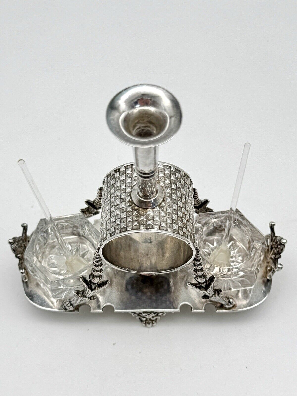 Antique Napkin Holder Victorian Silverplate, Salt, Flower Vase RARE Collectible