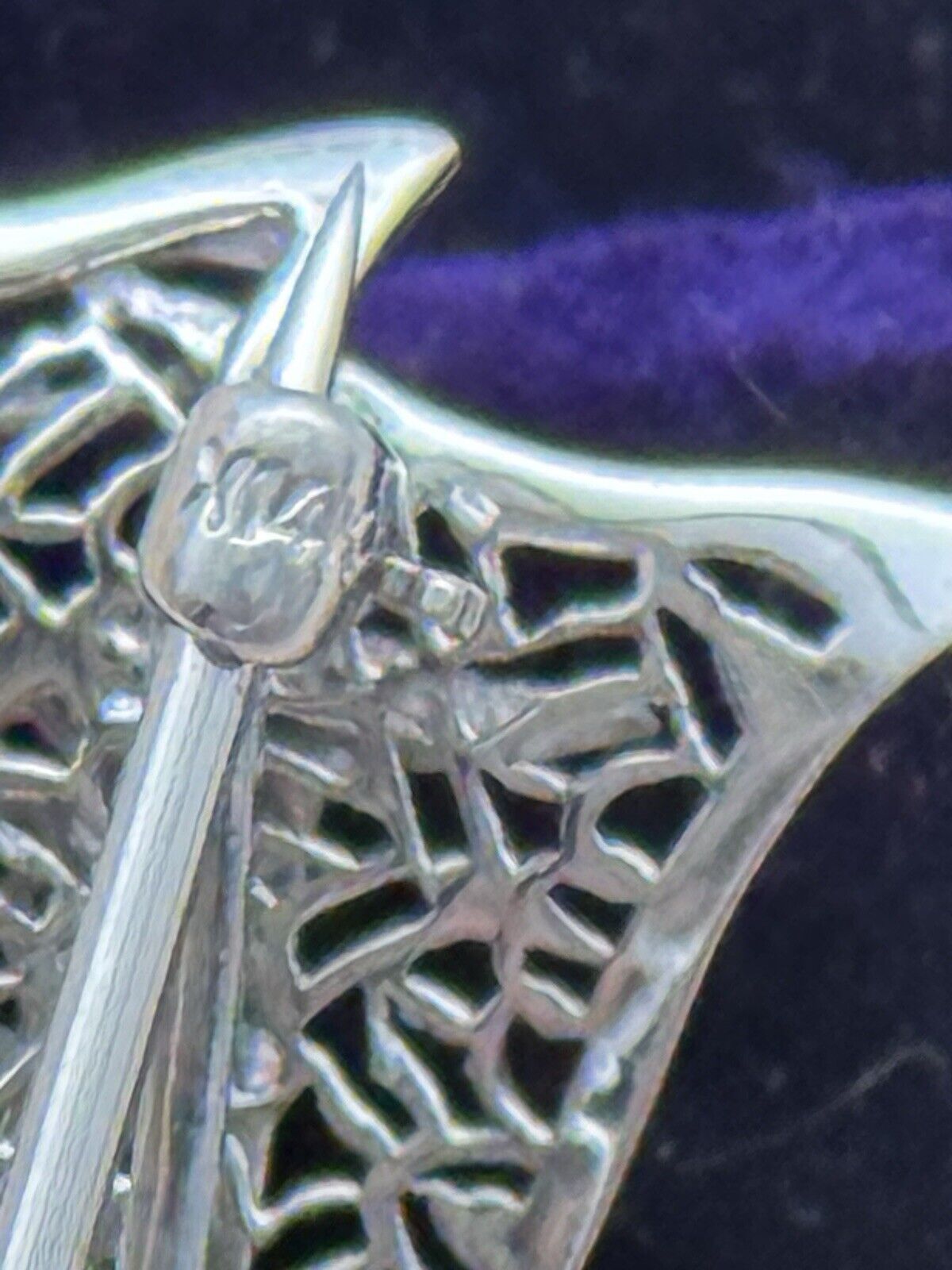 Antique Art Deco X1 14k White Gold Diamond & Lab Blue Sapphire with Original Box