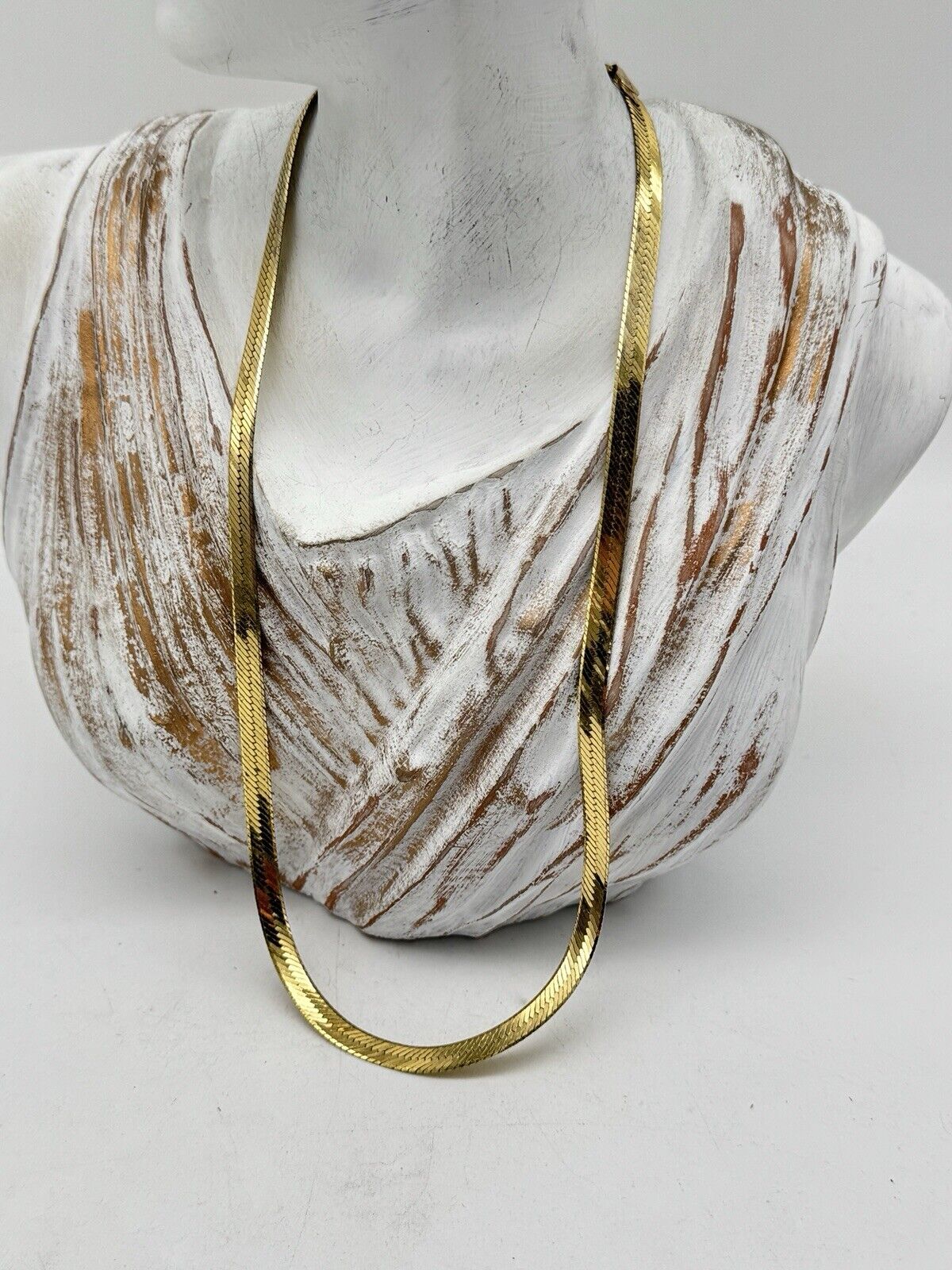 Gold Vermeil STERLING SILVER HERRING BONE NECKLACE 16g - 18" LONG SC-5A