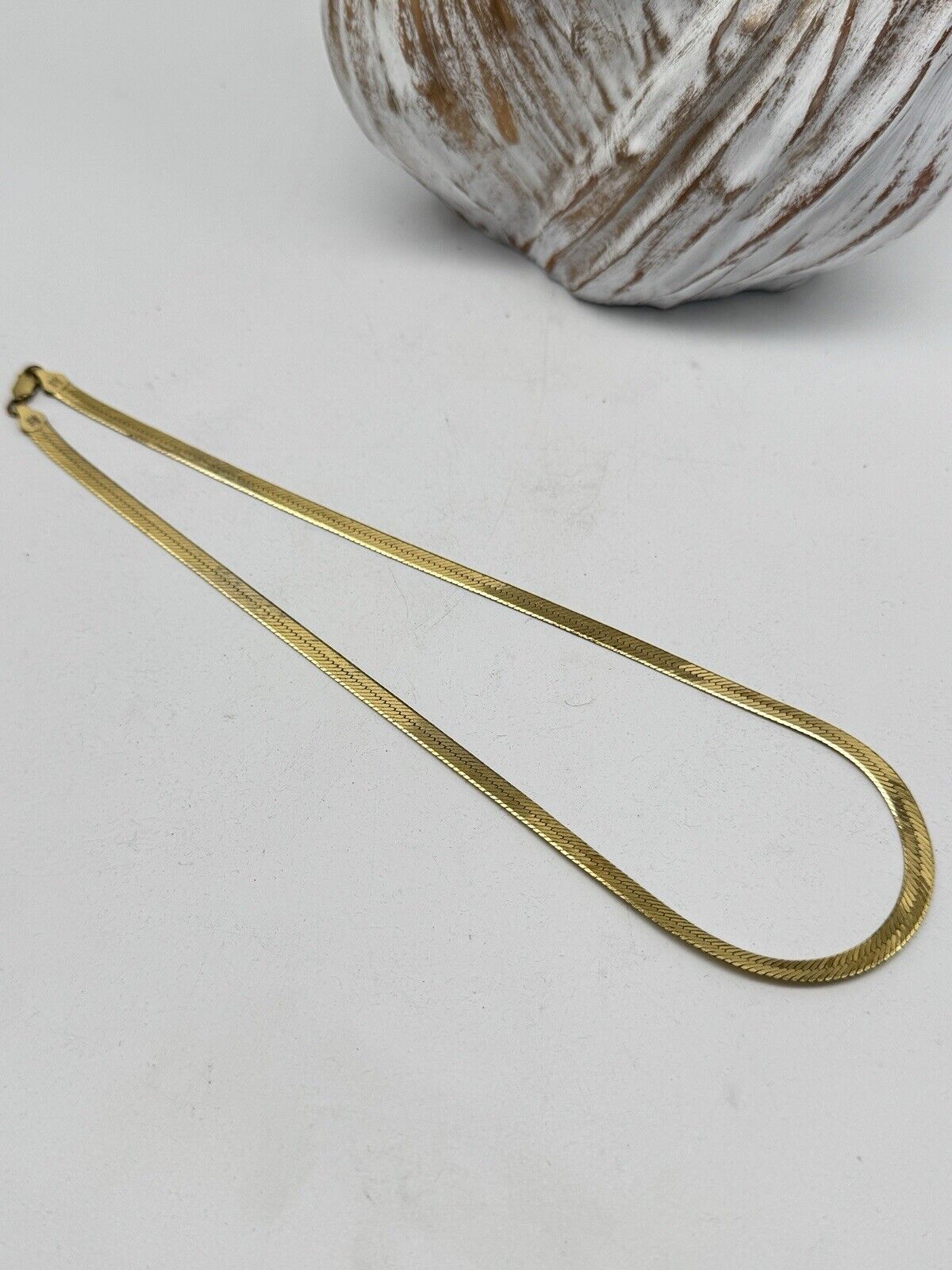 Gold Vermeil STERLING SILVER HERRING BONE NECKLACE 16g - 18" LONG SC-5A