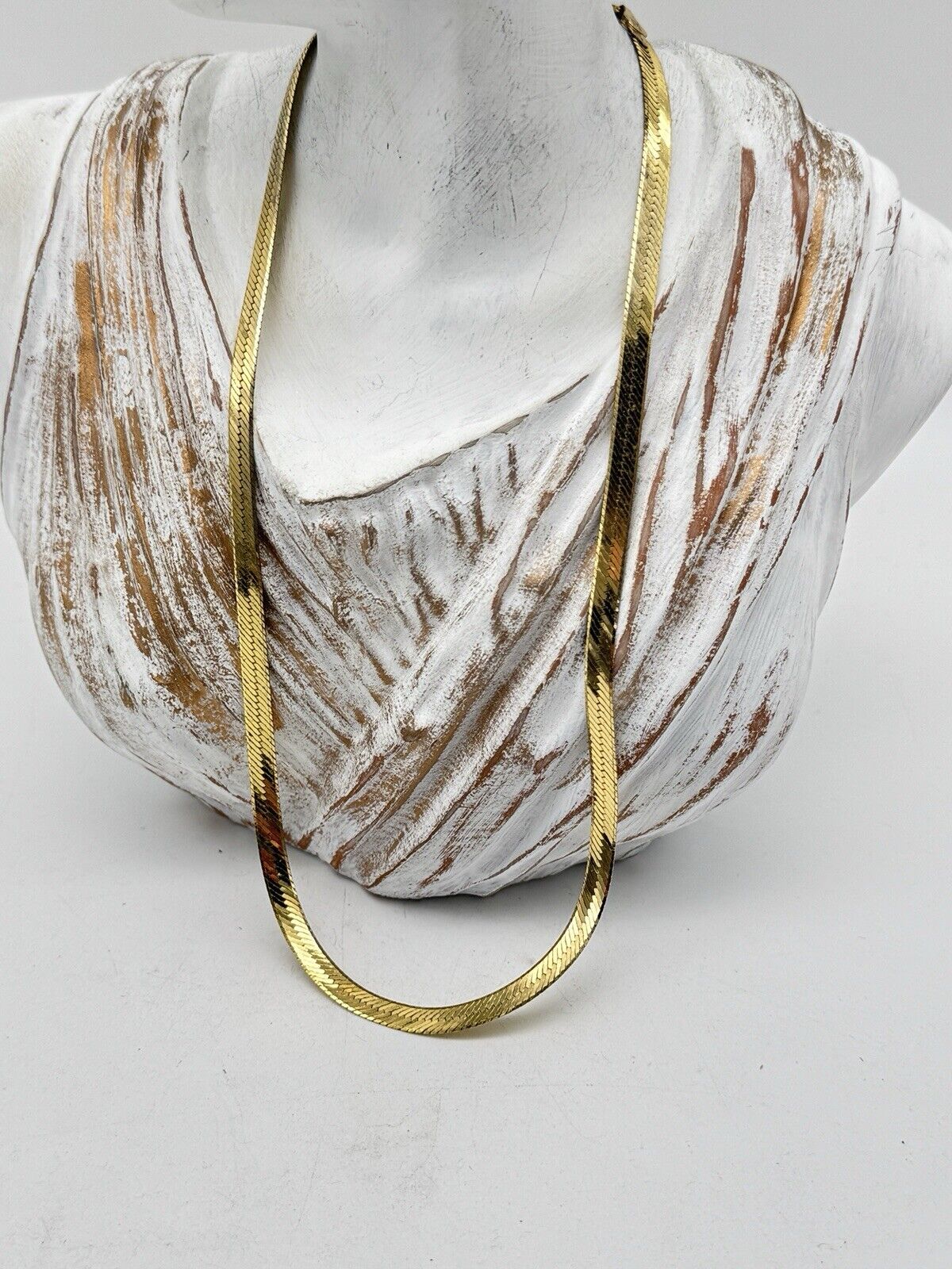 Gold Vermeil STERLING SILVER HERRING BONE NECKLACE 16g - 18" LONG SC-5A