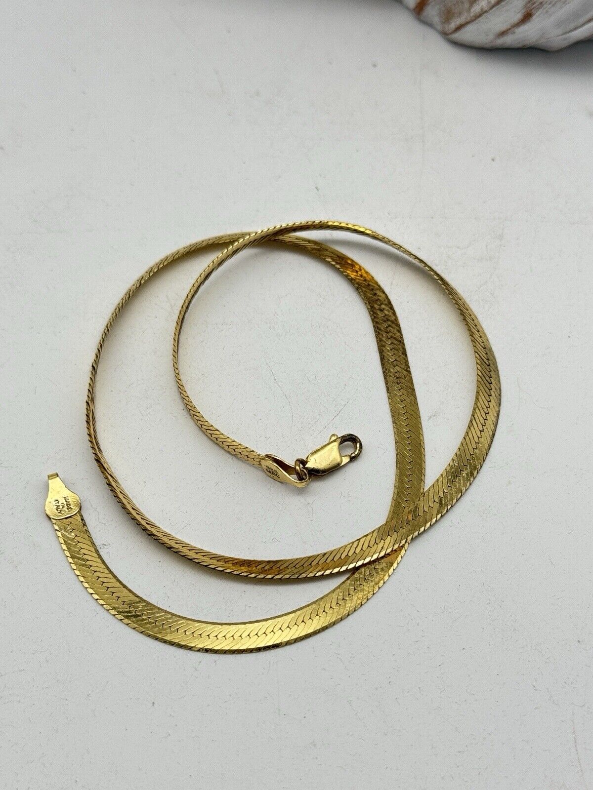 Gold Vermeil STERLING SILVER HERRING BONE NECKLACE 16g - 18" LONG SC-5A