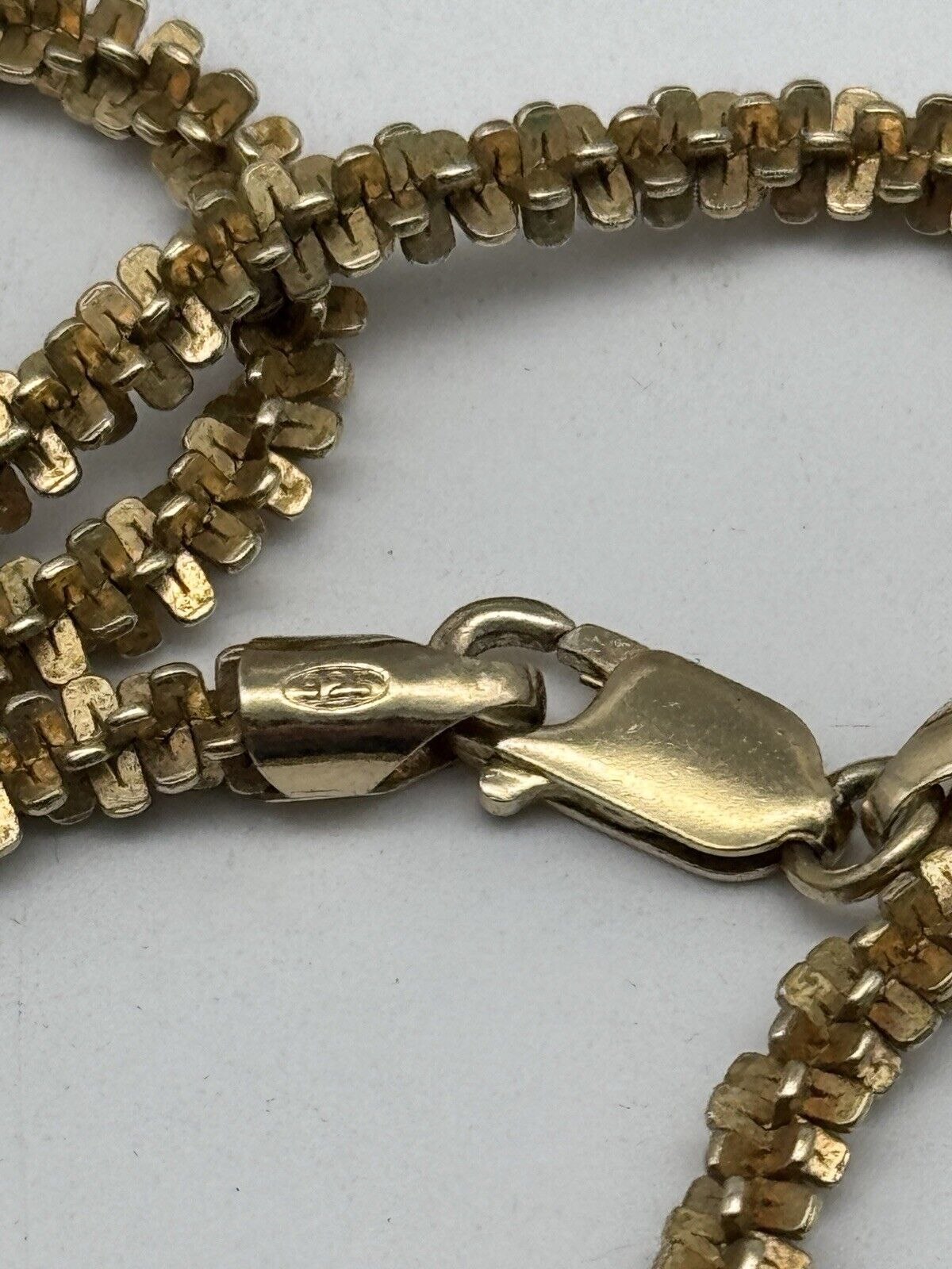 VINTAGE Gold Vermeil Necklace Sterling 925 Confetti Link Chain 18” ESTATE FIND