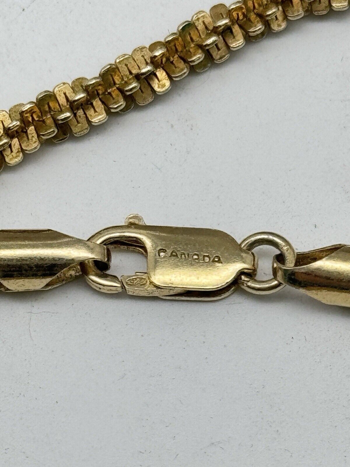VINTAGE Gold Vermeil Necklace Sterling 925 Confetti Link Chain 18” ESTATE FIND