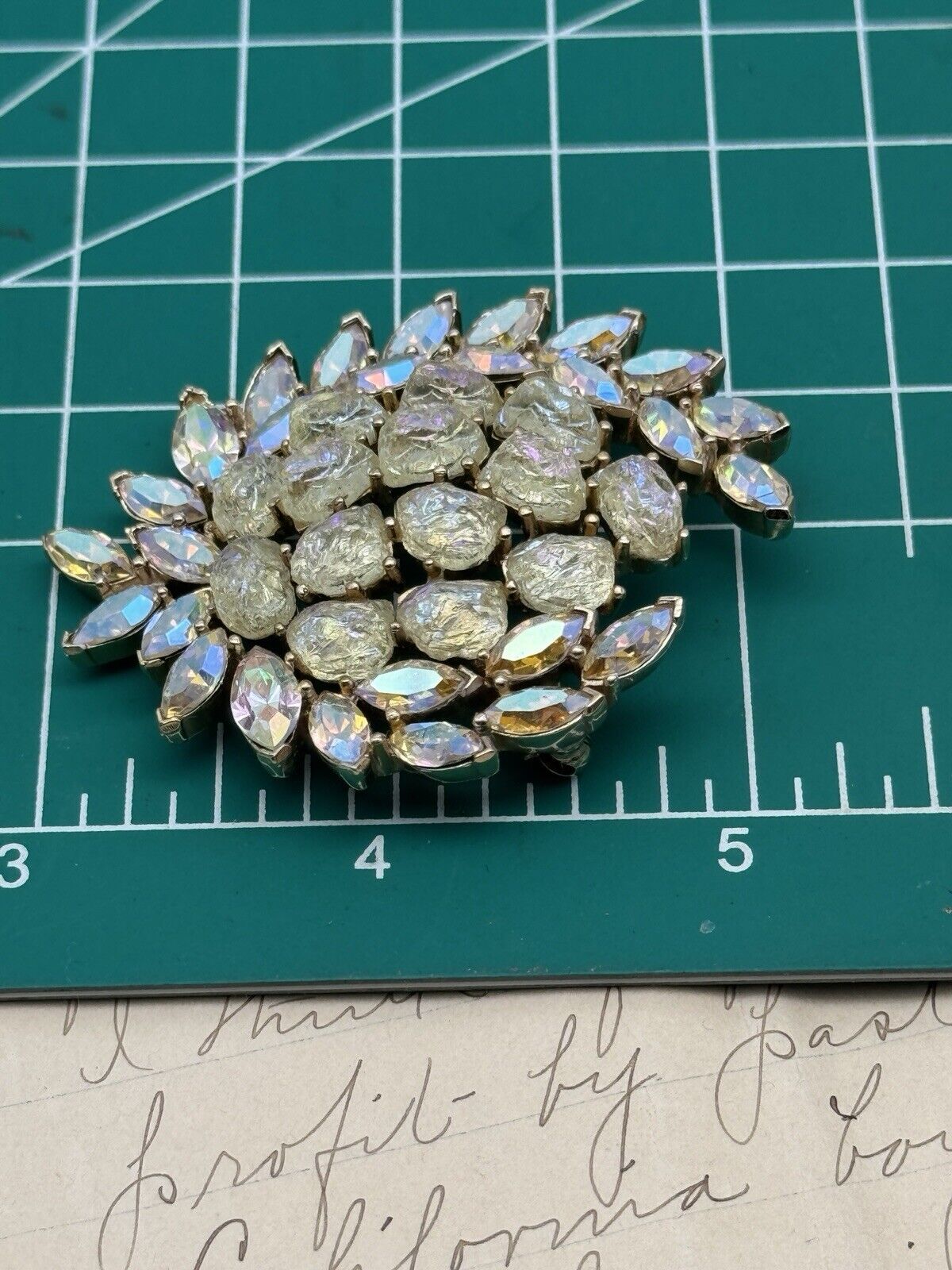 1950s CROWN TRIFARI Lavastone AB SIGNED Brooch Goldtone Etoile Collection RARE