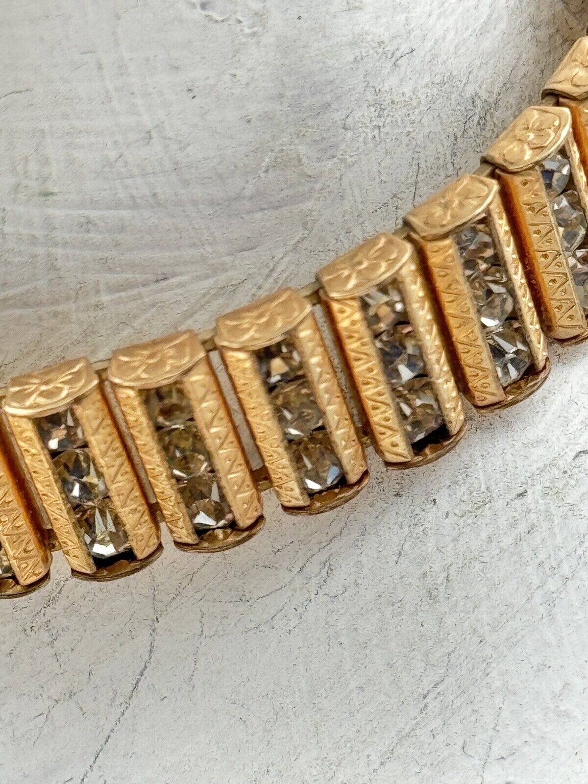 Vintage CATAMORE Gold Filled 12k Diamanté Jewelry Set Case Necklace & Bracelet