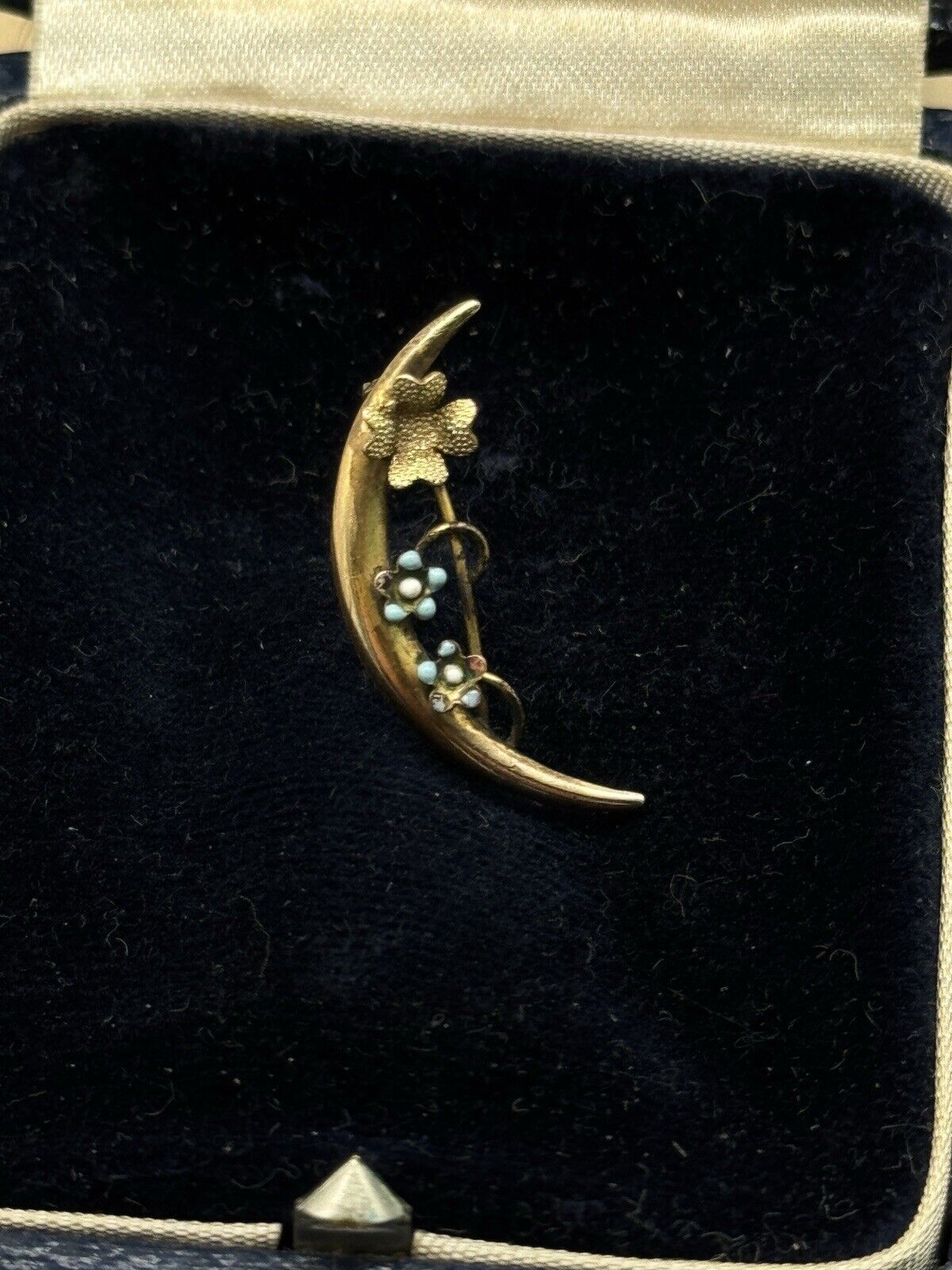 Antique Edwardian Crescent Moon GF Lingerie PIN