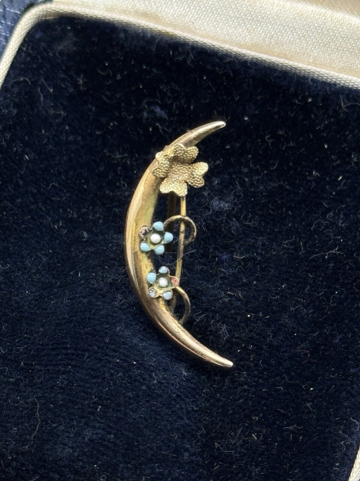 Antique Edwardian Crescent Moon GF Lingerie PIN