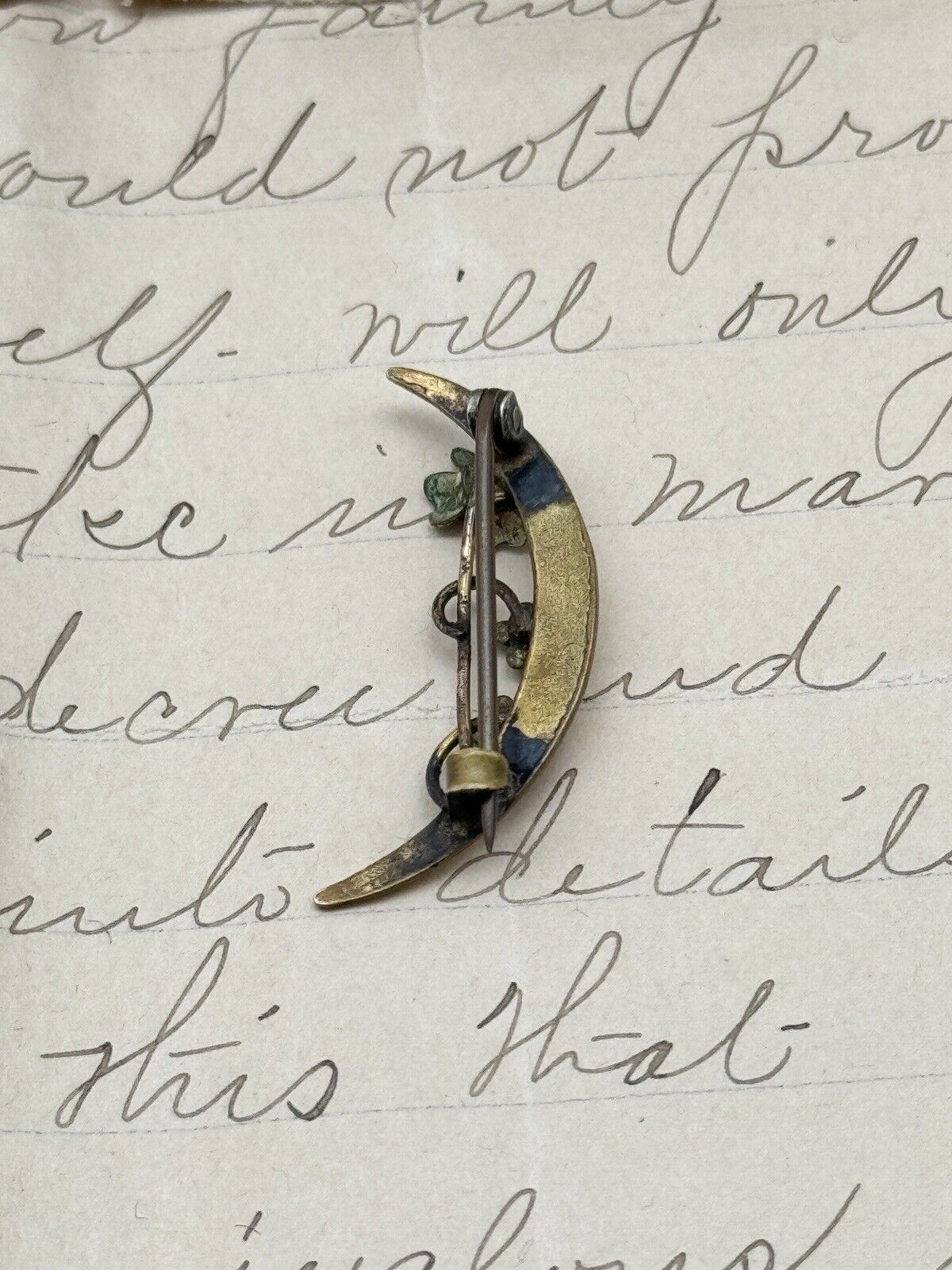 Antique Edwardian Crescent Moon GF Lingerie PIN