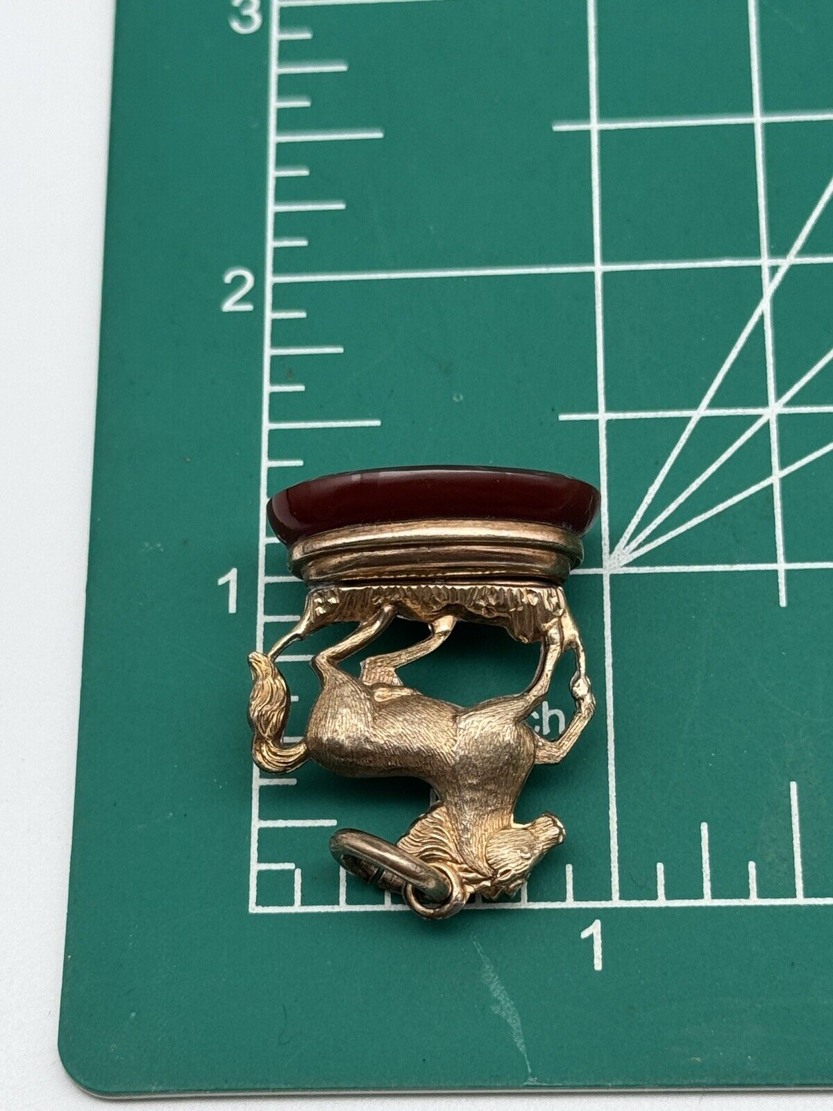 Antique Horse Watch Fob On Carnelian Base Victorian Rose Gold Filled