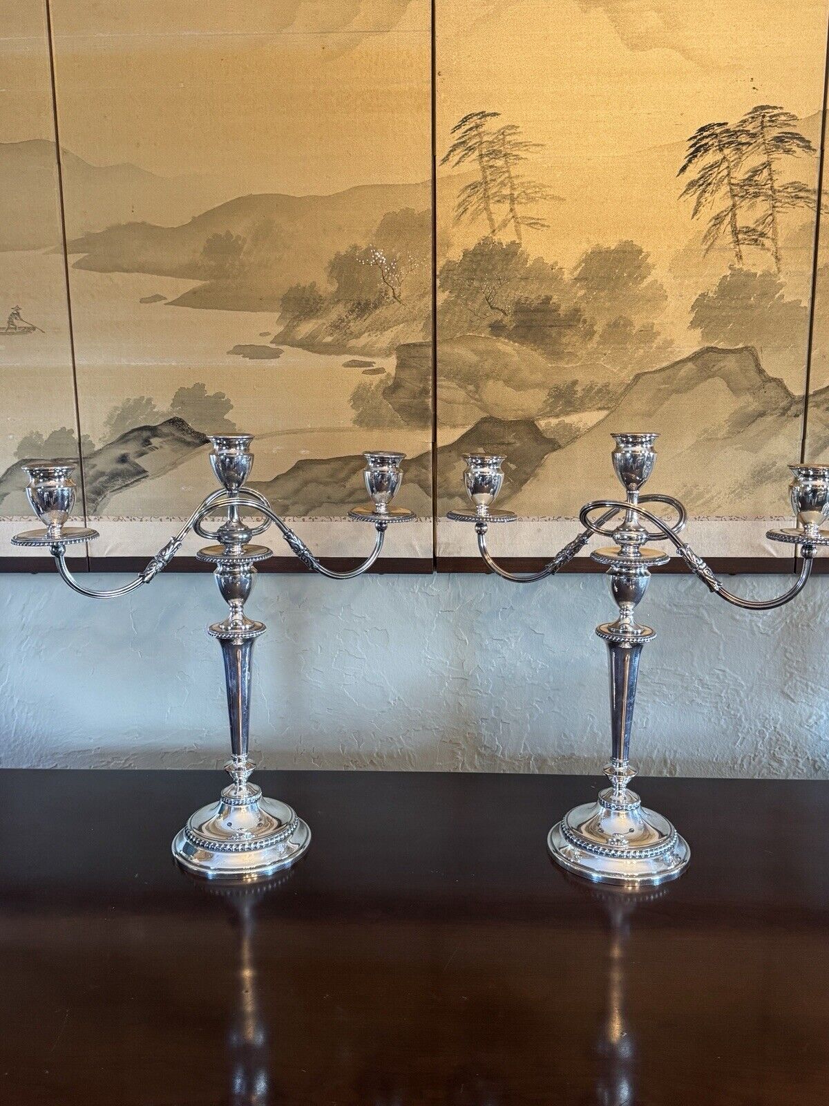 Pair Silverplate Candelabra E G Webster 3 Flame Gadroon VTG Multi Combination