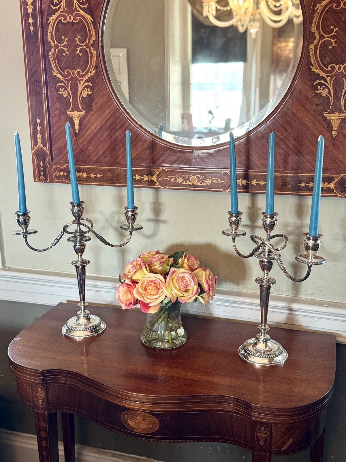 Pair Silverplate Candelabra E G Webster 3 Flame Gadroon VTG Multi Combination