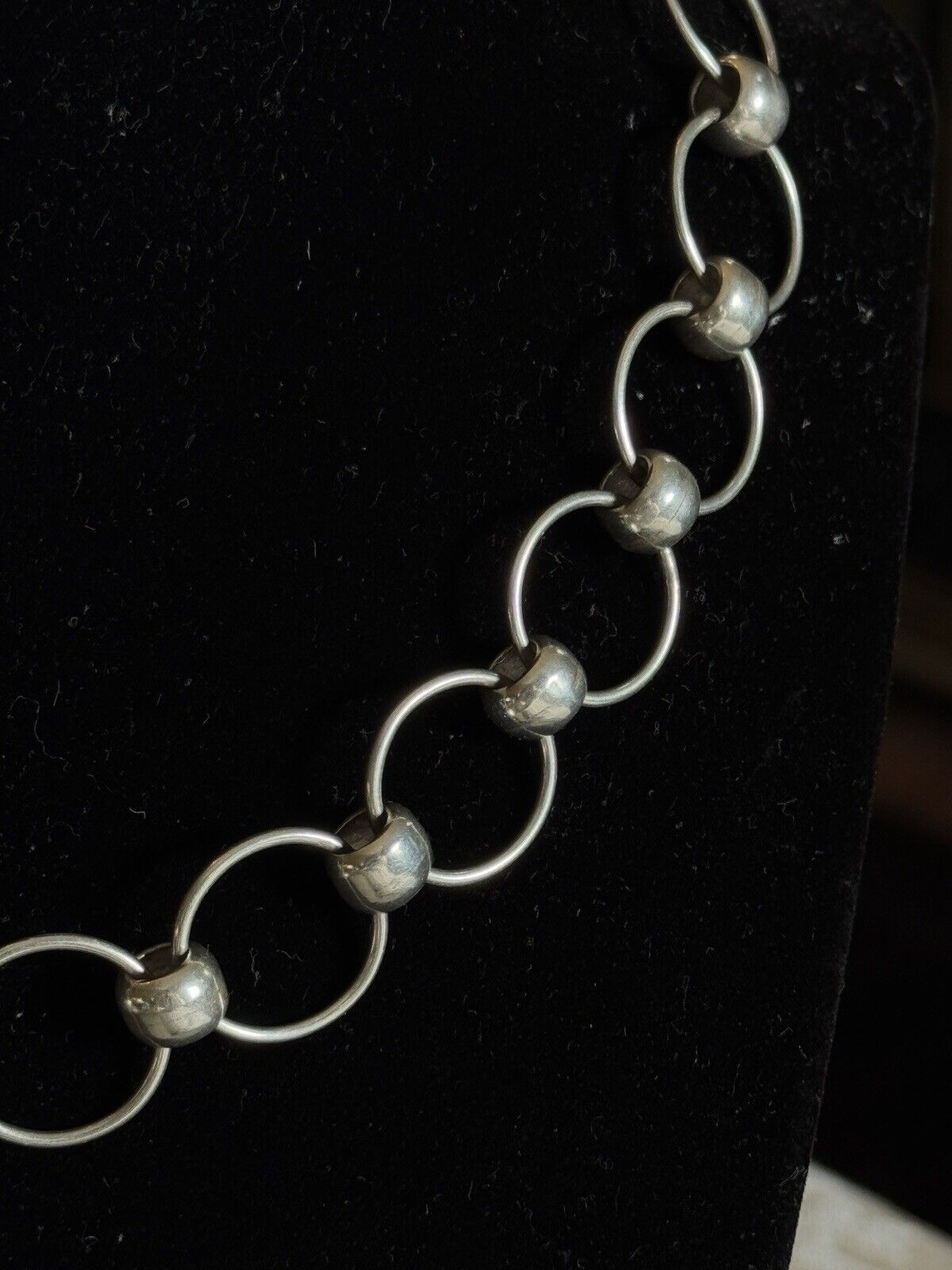 Modernist STERLING Silver 925 Necklace ETERNITY Rings 16.5”