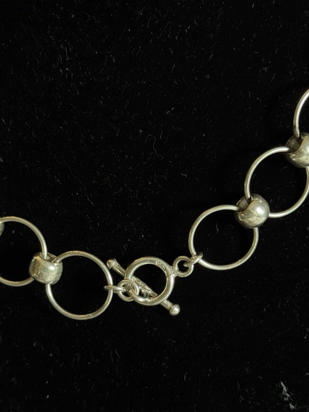 Modernist STERLING Silver 925 Necklace ETERNITY Rings 16.5”