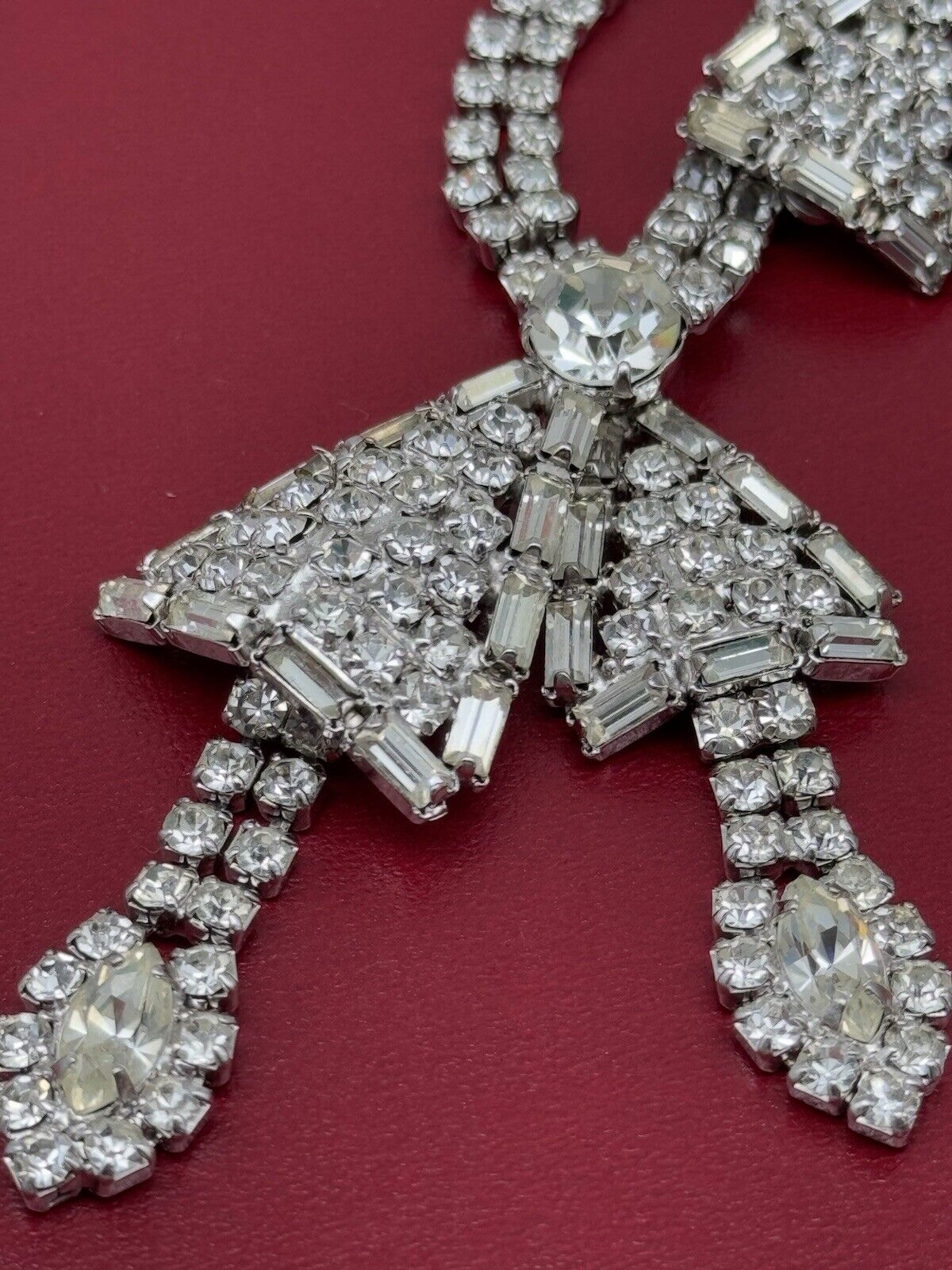 Vintage WEISS Demi Parure Choker & Earrings Clear Crystal Rhinestone
