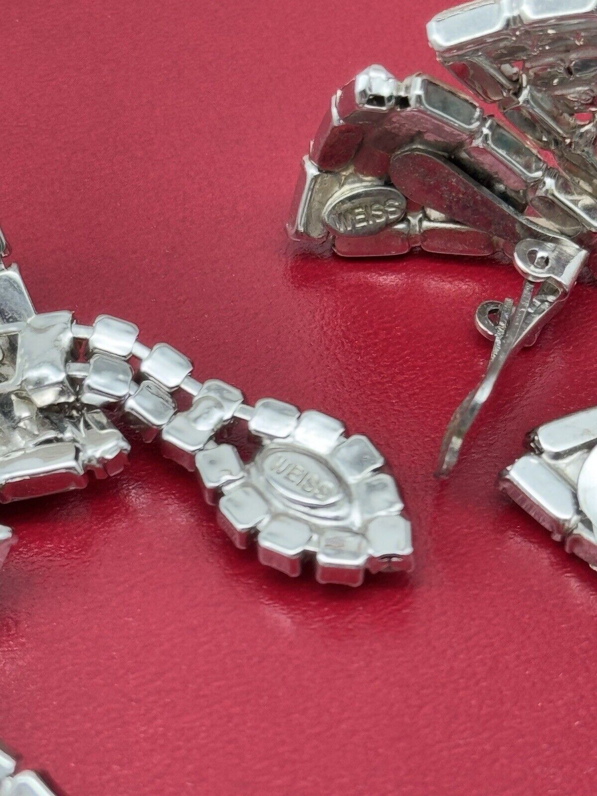 Vintage WEISS Demi Parure Choker & Earrings Clear Crystal Rhinestone