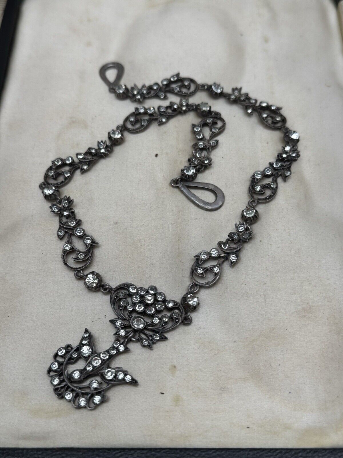 Georgian Style Silver Paste Saint Esprit Necklace Original Loop for Ribbon 16”