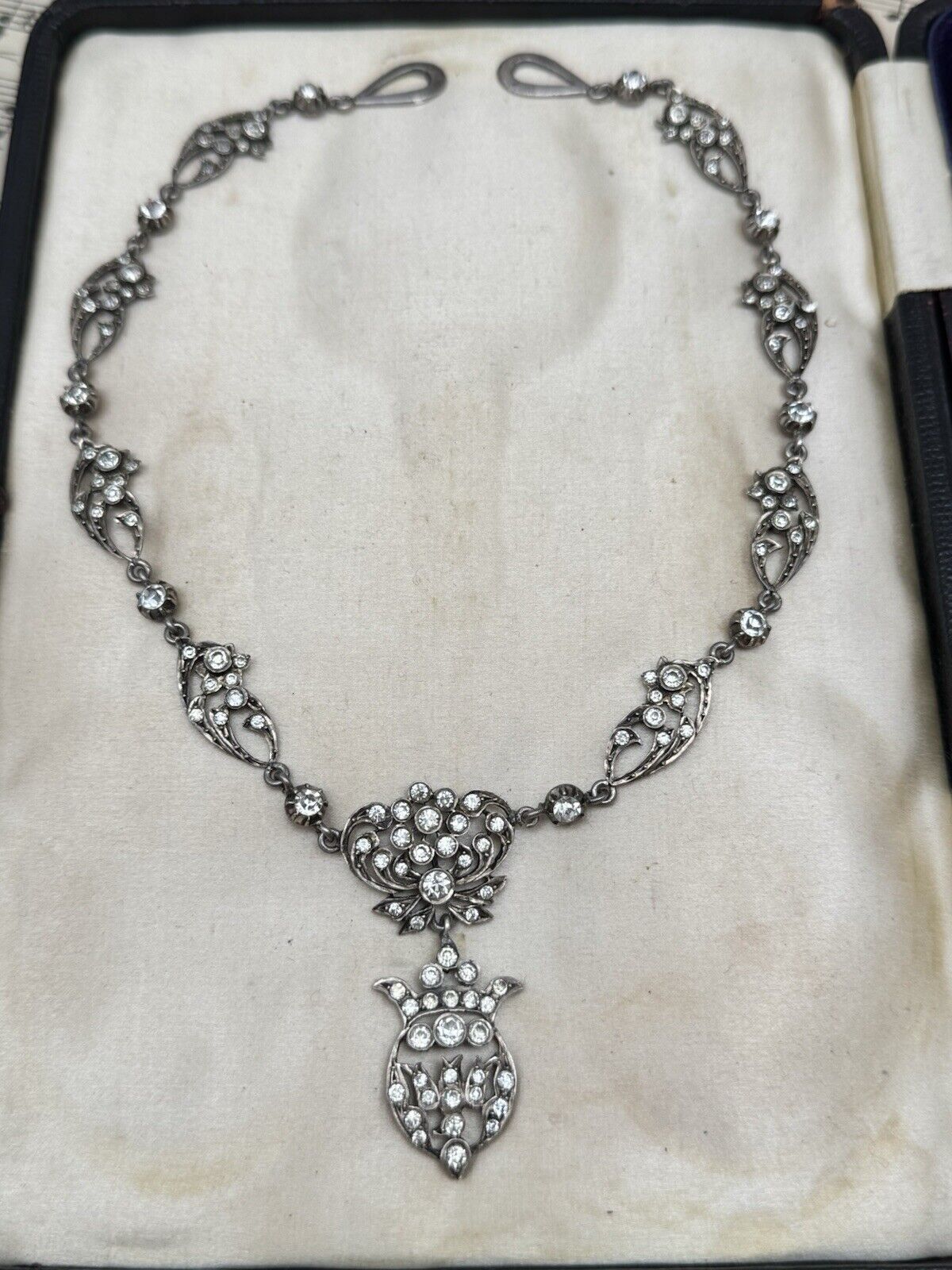 Georgian Style Silver Paste Saint Esprit Necklace Original Loop for Ribbon 16” 2
