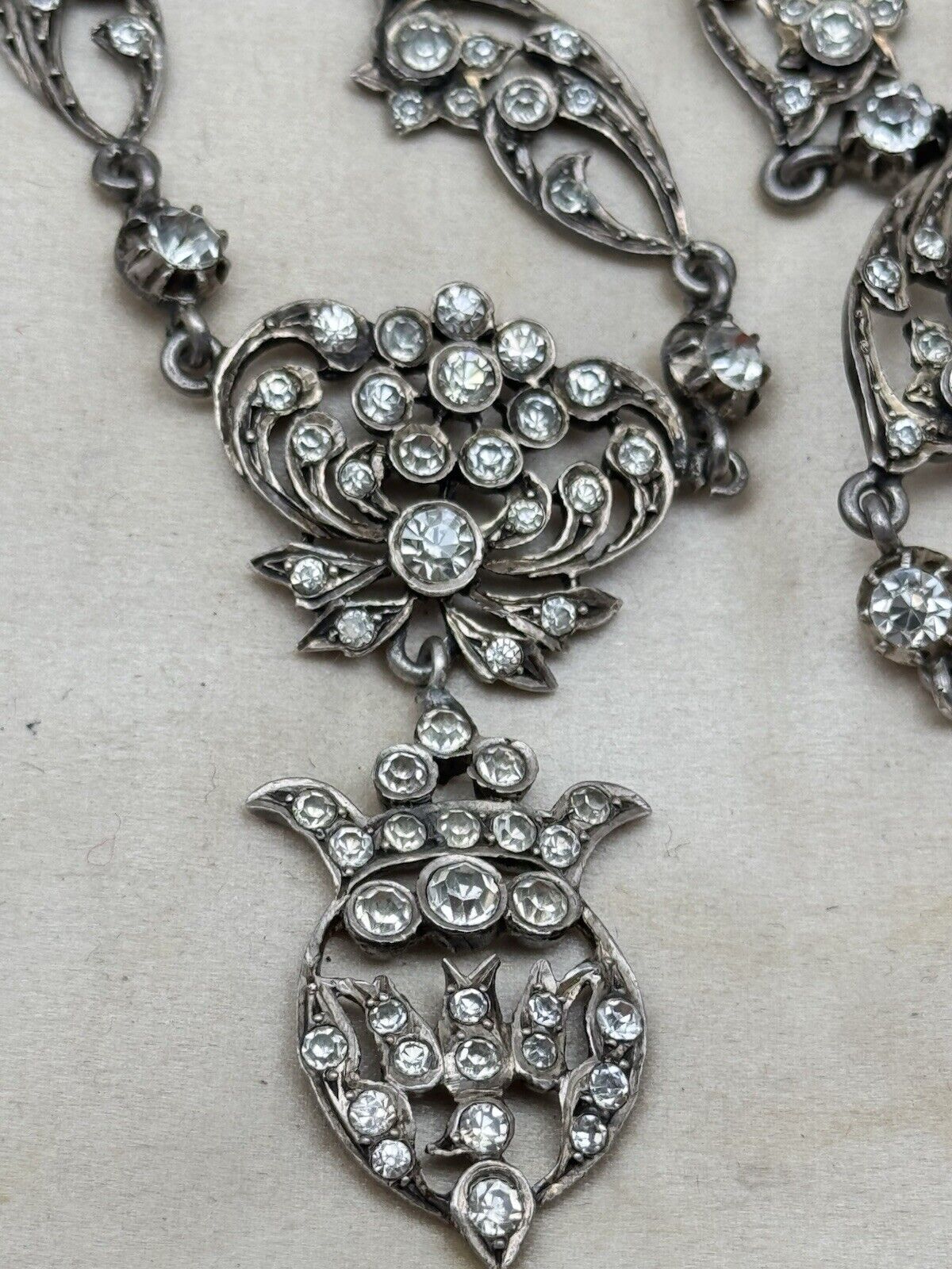 Georgian Style Silver Paste Saint Esprit Necklace Original Loop for Ribbon 16” 2