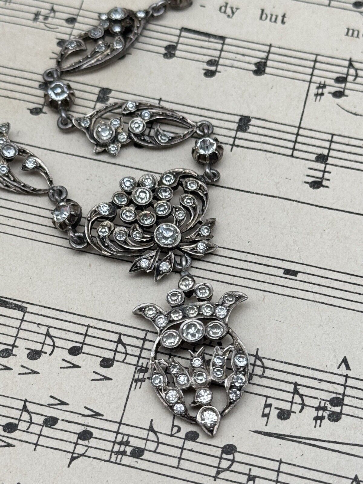 Georgian Style Silver Paste Saint Esprit Necklace Original Loop for Ribbon 16” 2