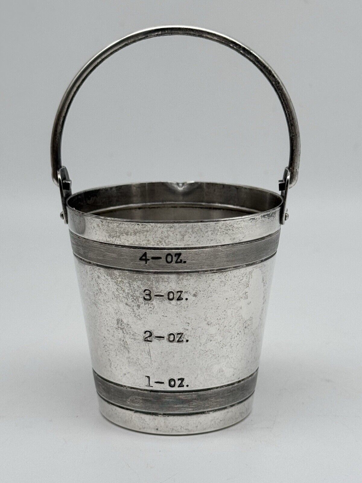 Vintage NAPIER “Bucket Full” Barware Jigger 1 To 4oz Silverplate