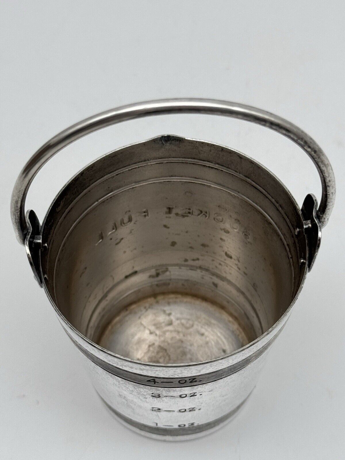 Vintage NAPIER “Bucket Full” Barware Jigger 1 To 4oz Silverplate