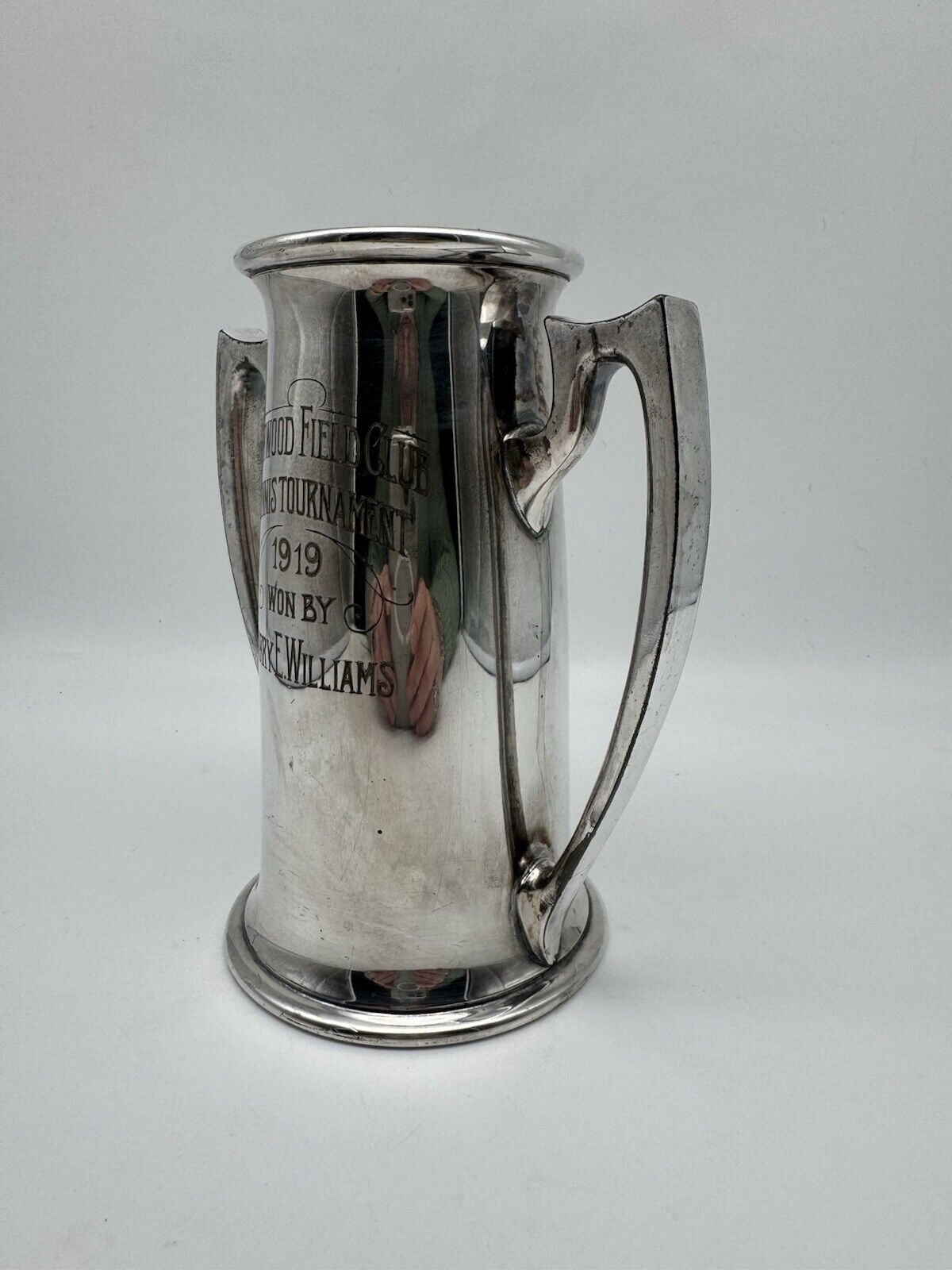 1919 ART NOUVEAUX Loving Cup Sherwood Field Club Tennis Tournament Trophy Silver Plate