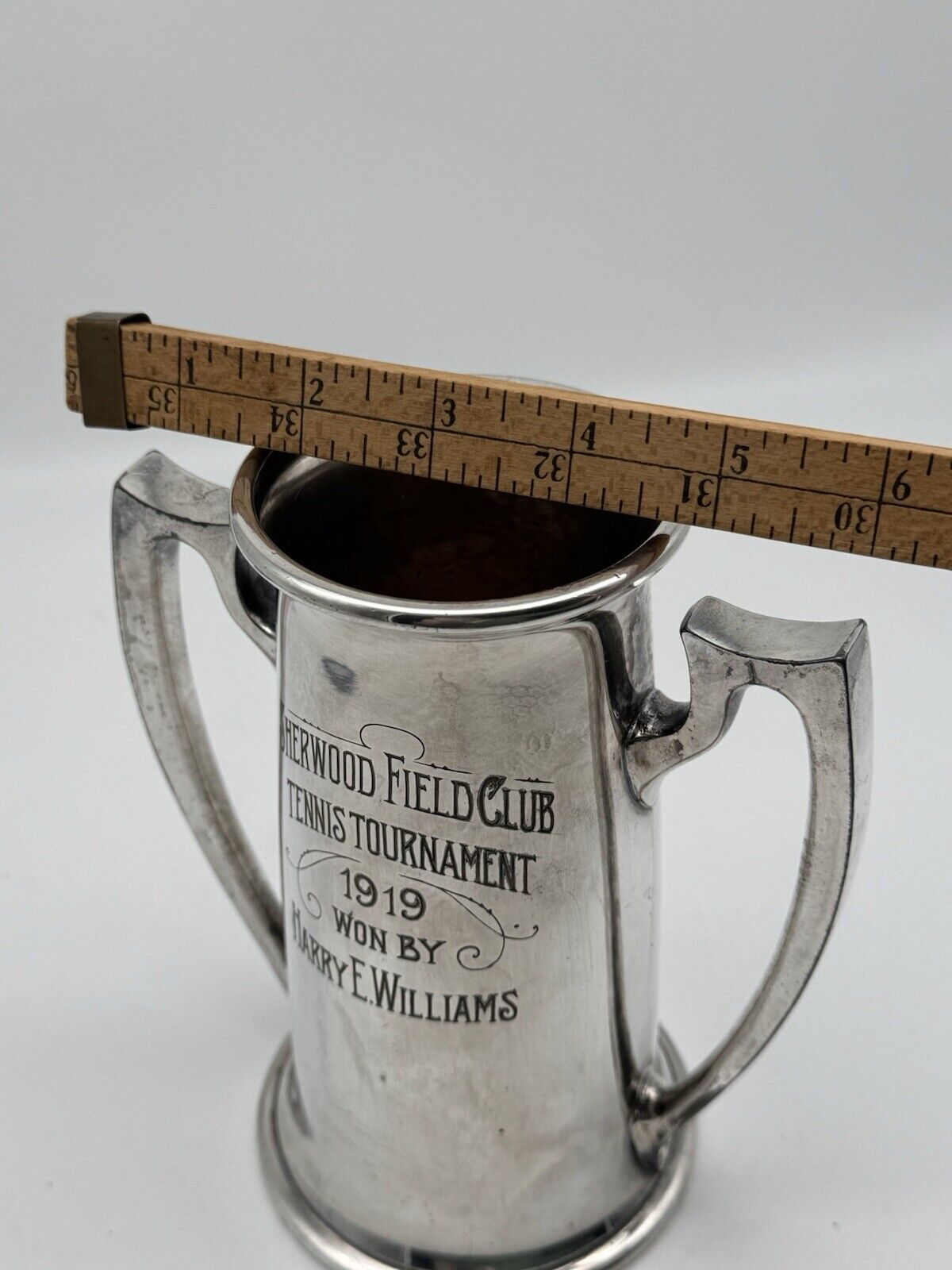 1919 ART NOUVEAUX Loving Cup Sherwood Field Club Tennis Tournament Trophy Silver Plate