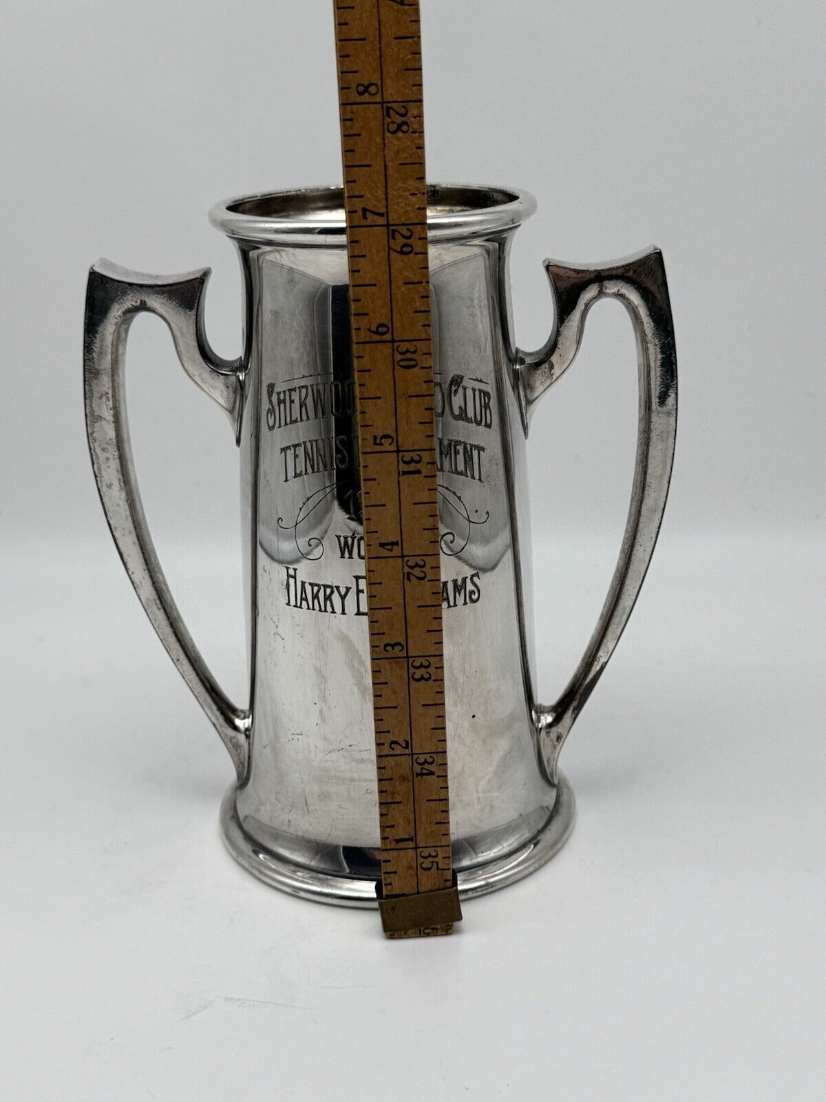 1919 ART NOUVEAUX Loving Cup Sherwood Field Club Tennis Tournament Trophy Silver Plate
