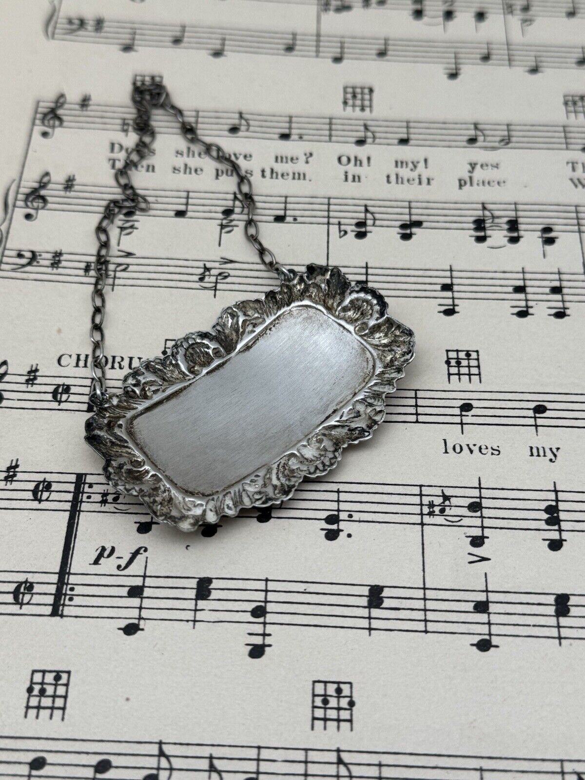 Sherry Bottle Label Tag STERLING Silver English Sheffield