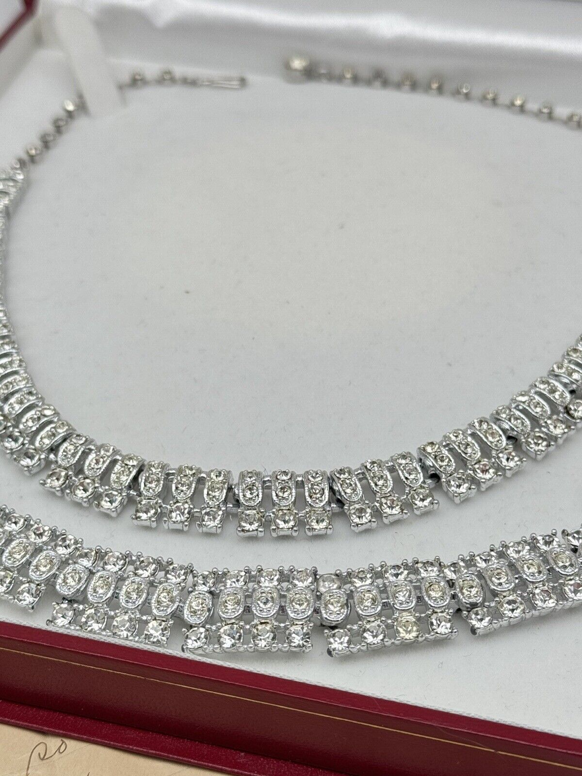 Vintage SIGNED Sarah Coventry Demi Parure Silvertone Clear Rhinestone
